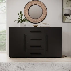 Montalo - Dressoir - Zwart - 150x40x87 cm
