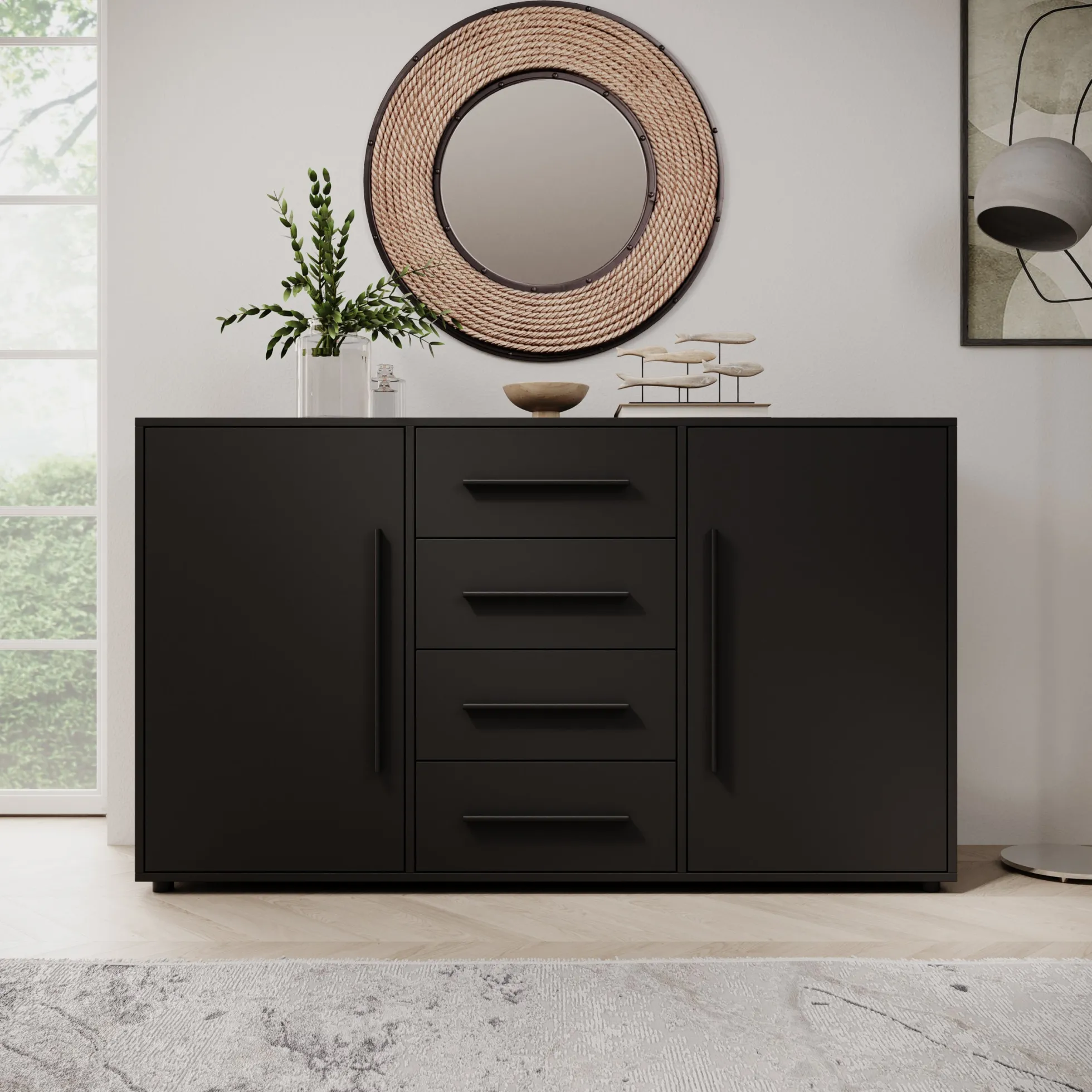 Montalo - Dressoir - Zwart - 150x40x87 cm