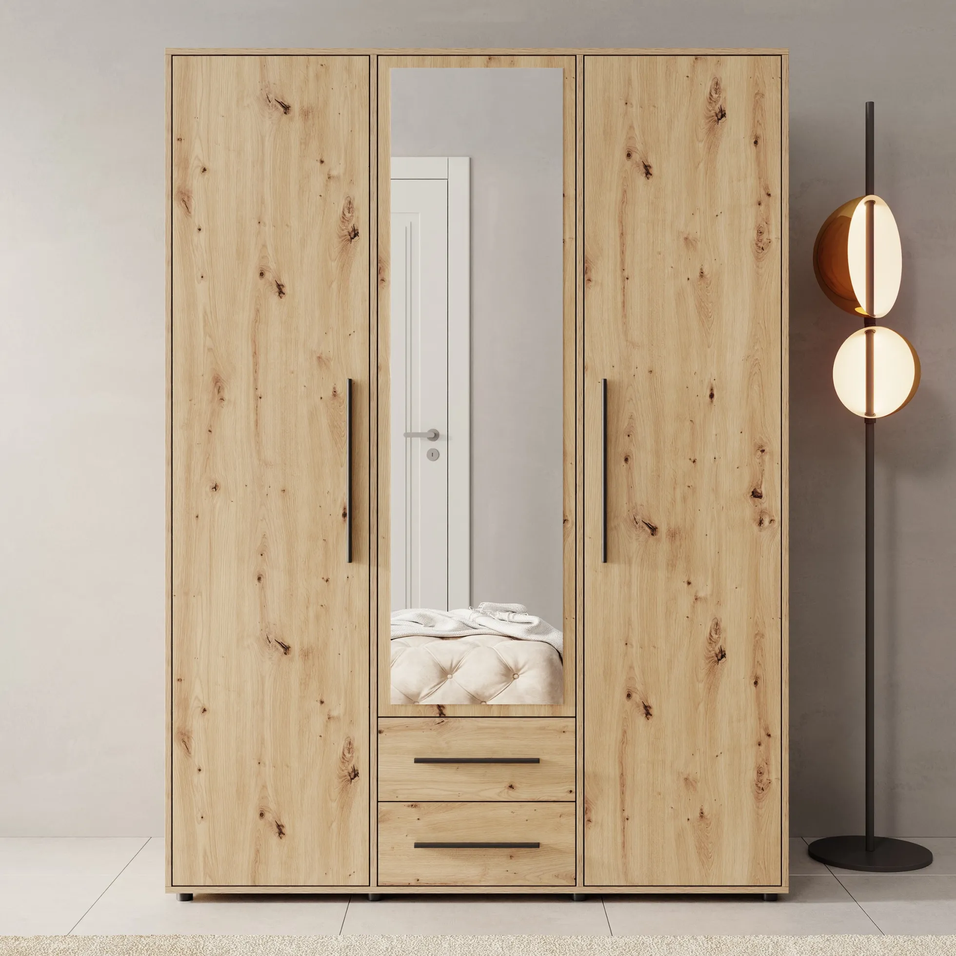 Montalo - Kledingkast 3-deurs - Eikenpatroon - 150x59x206 cm