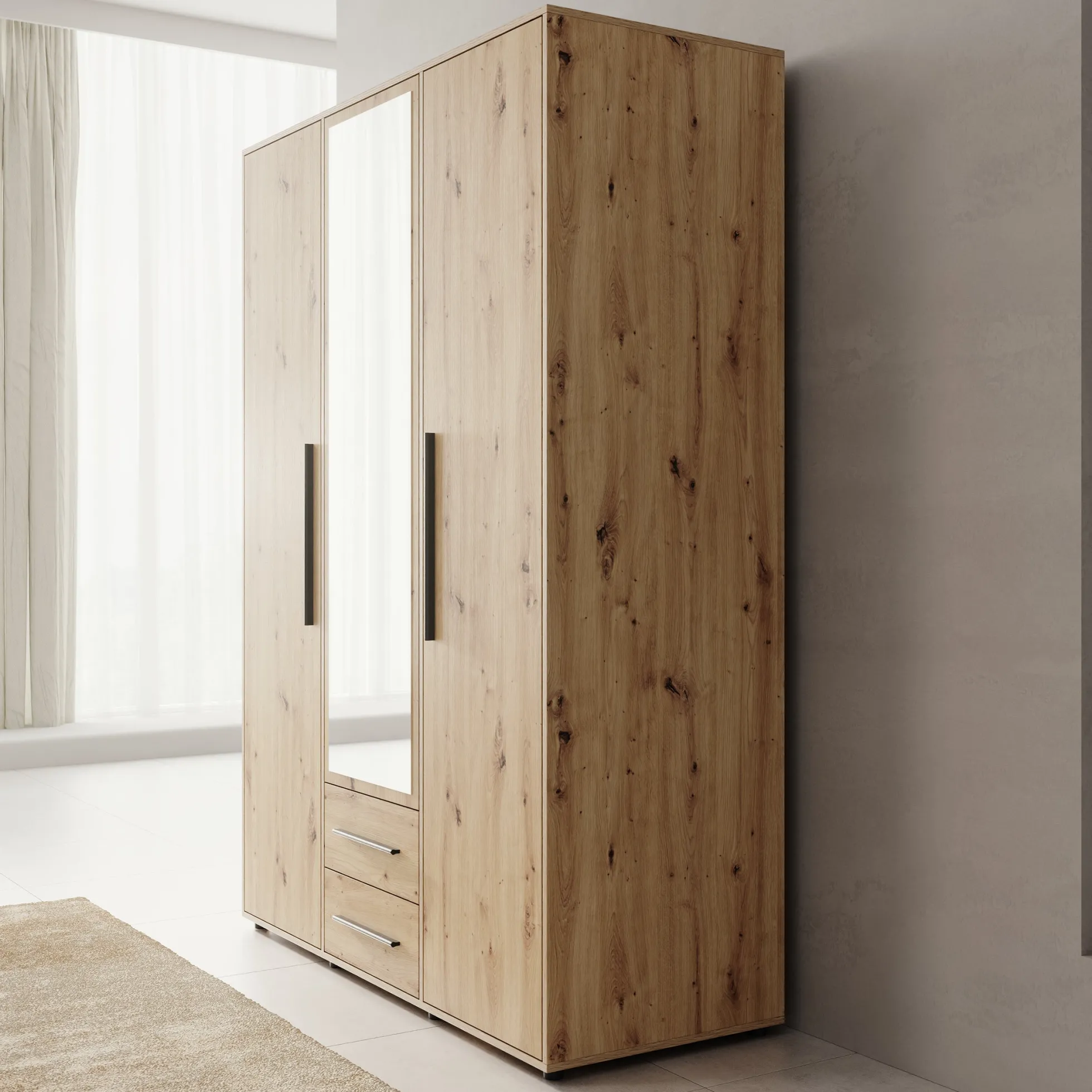 Montalo - Kledingkast 3-deurs - Eikenpatroon - 150x59x206 cm
