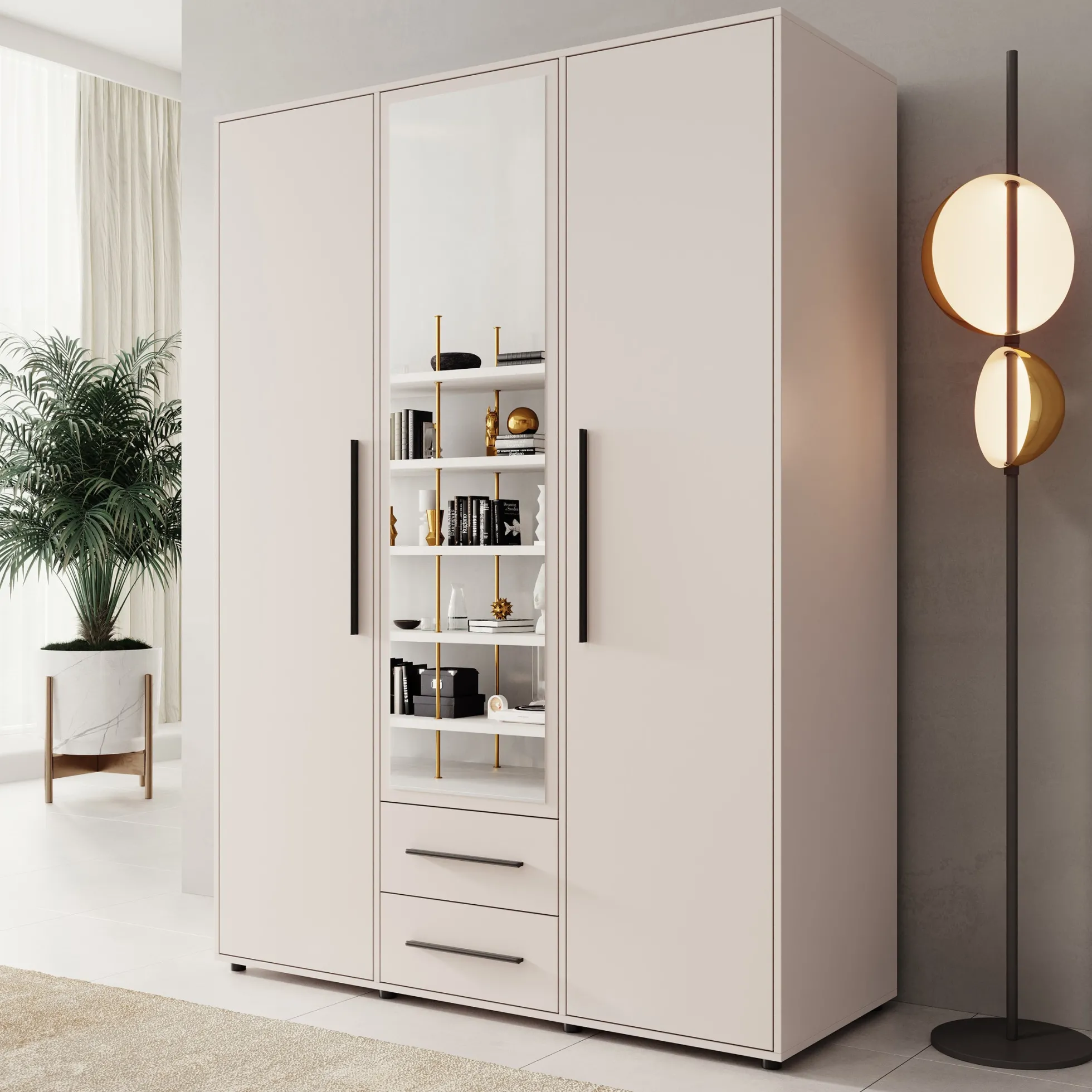 Montalo - Kledingkast 3-deurs - Beige - 150x59x206 cm