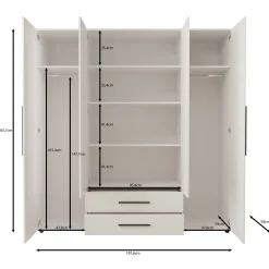 Montalo - Kledingkast 4-deurs - Eikenpatroon - 198x59x206 cm