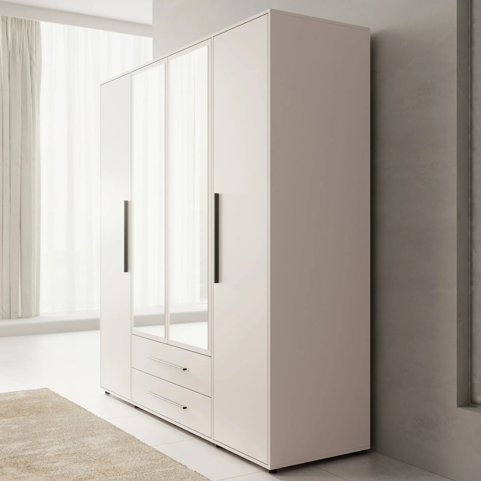 Montalo - Kledingkast 4-deurs - Beige - 198x59x206 cm