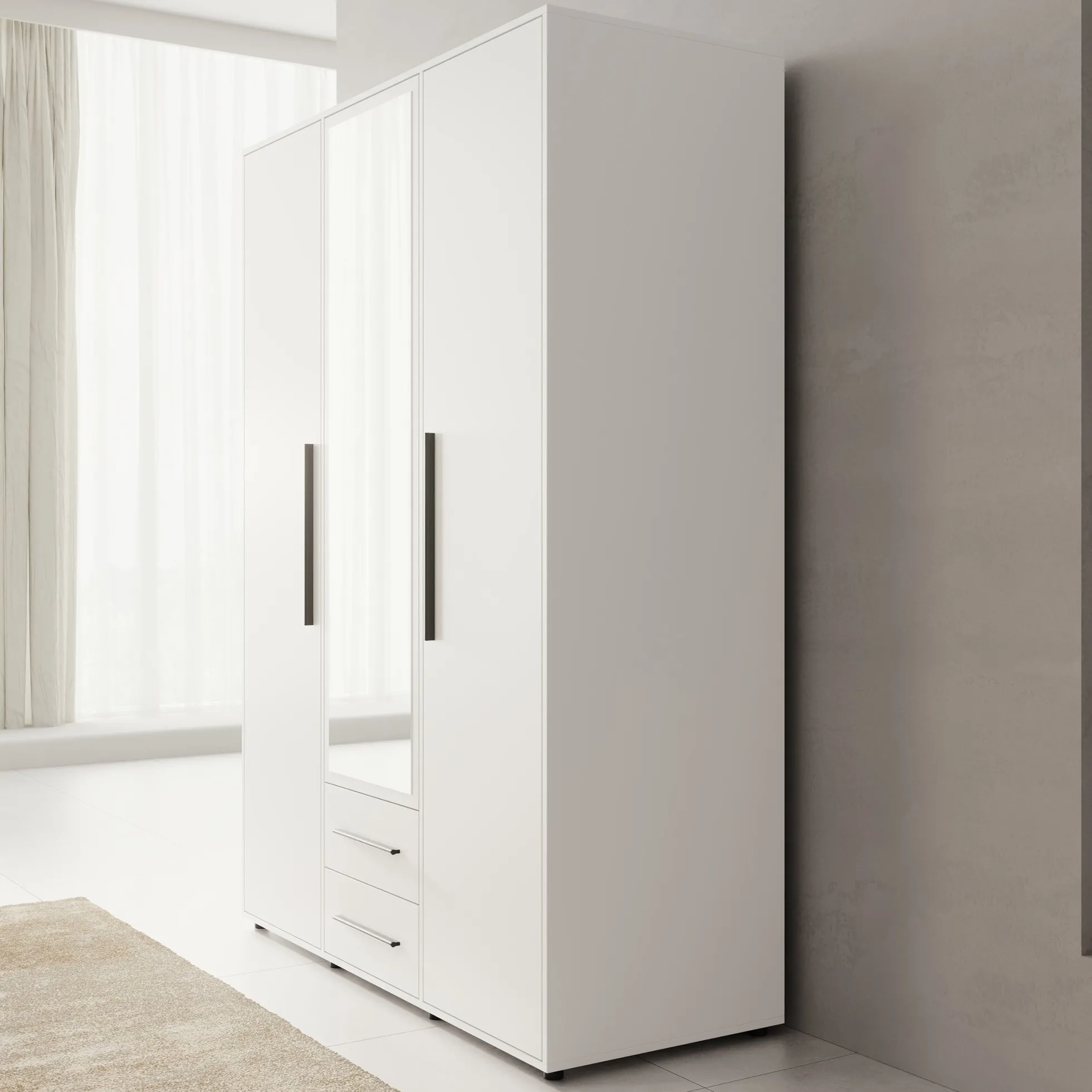 Montalo - Kledingkast 3-deurs - Wit - 150x59x206 cm