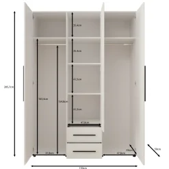 Montalo - Kledingkast 3-deurs - Wit - 150x59x206 cm