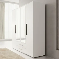 Montalo - Kledingkast 4-deurs - Wit - 198x59x206 cm