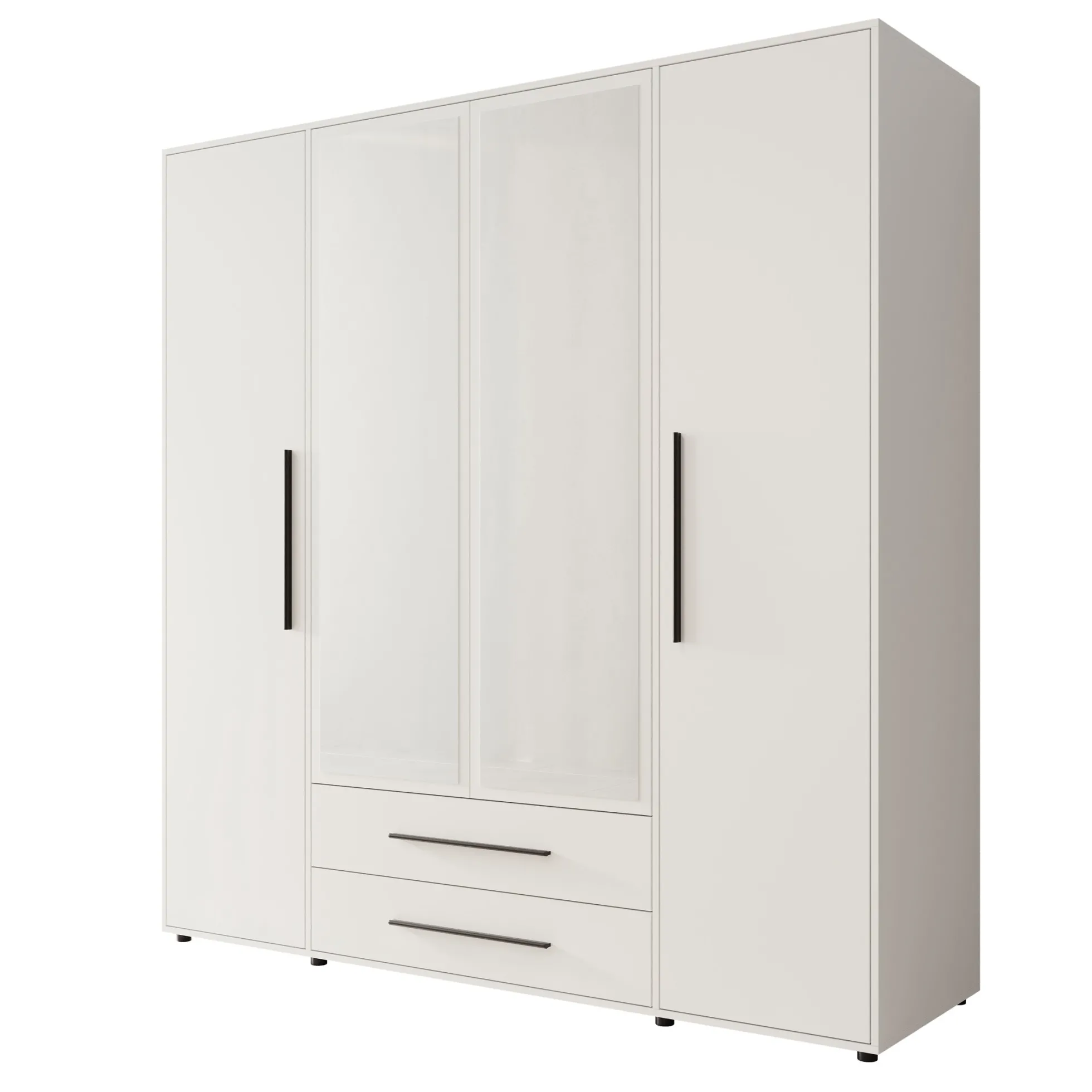 Montalo - Kledingkast 4-deurs - Wit - 198x59x206 cm