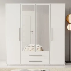 Montalo - Kledingkast 4-deurs - Wit - 198x59x206 cm