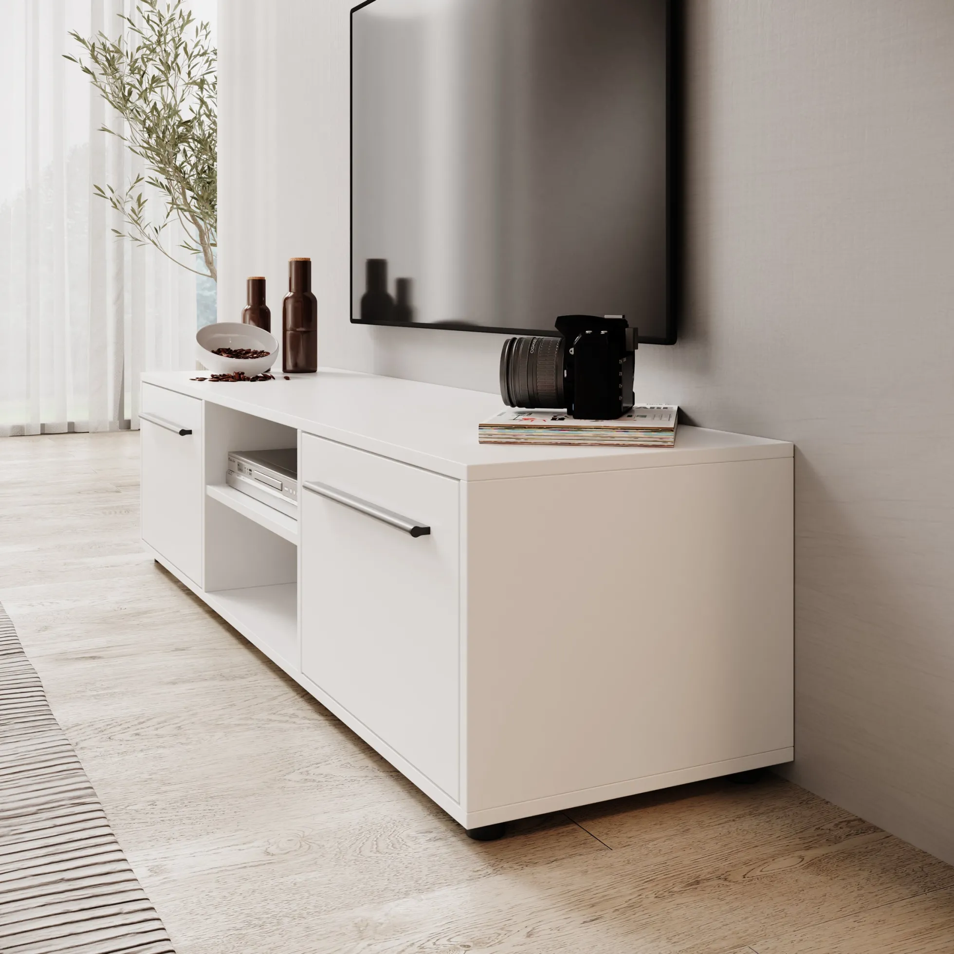 Montalo - TV-Meubel - Wit - 150x40x38 cm