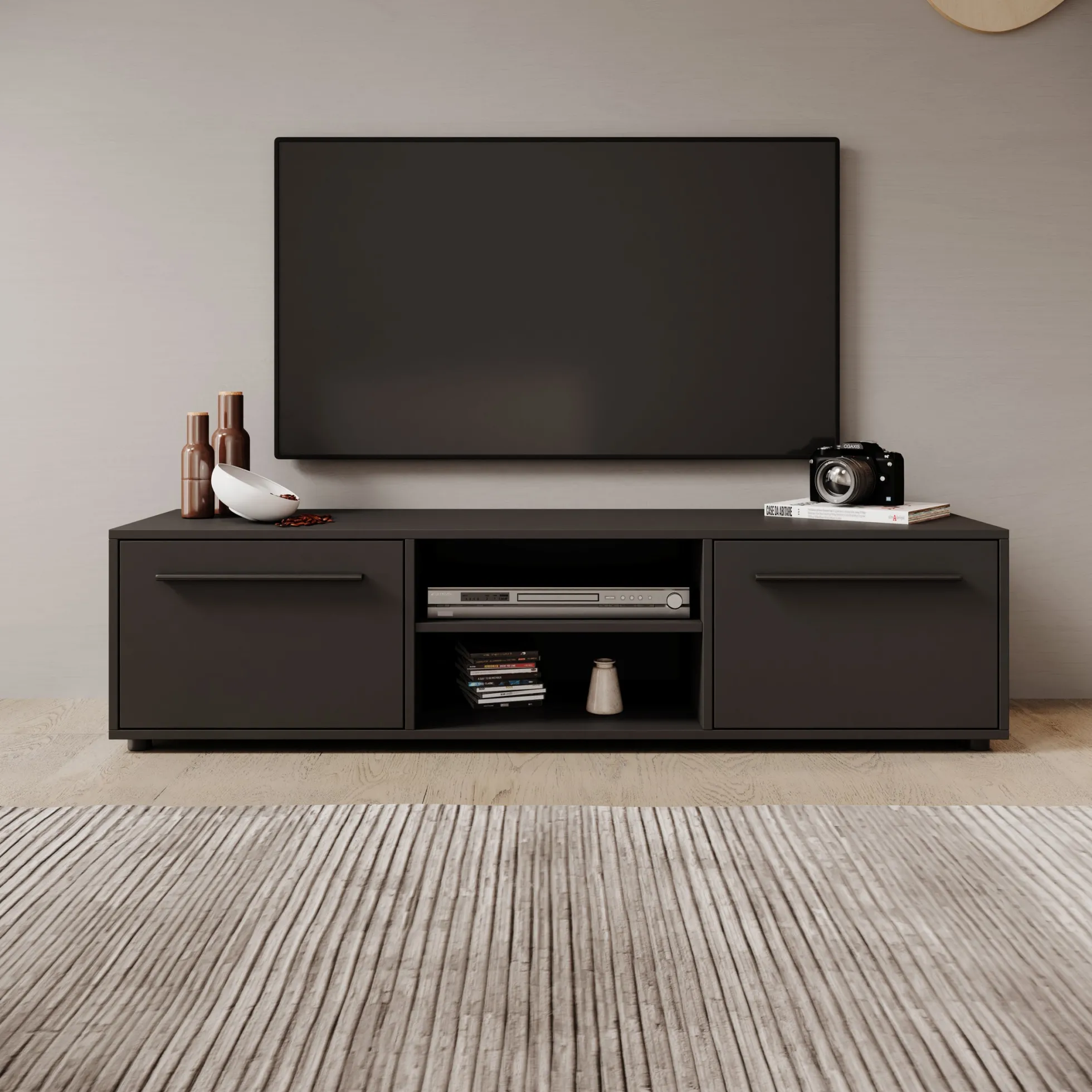Montalo - TV-Meubel - Zwart - 150x40x38 cm