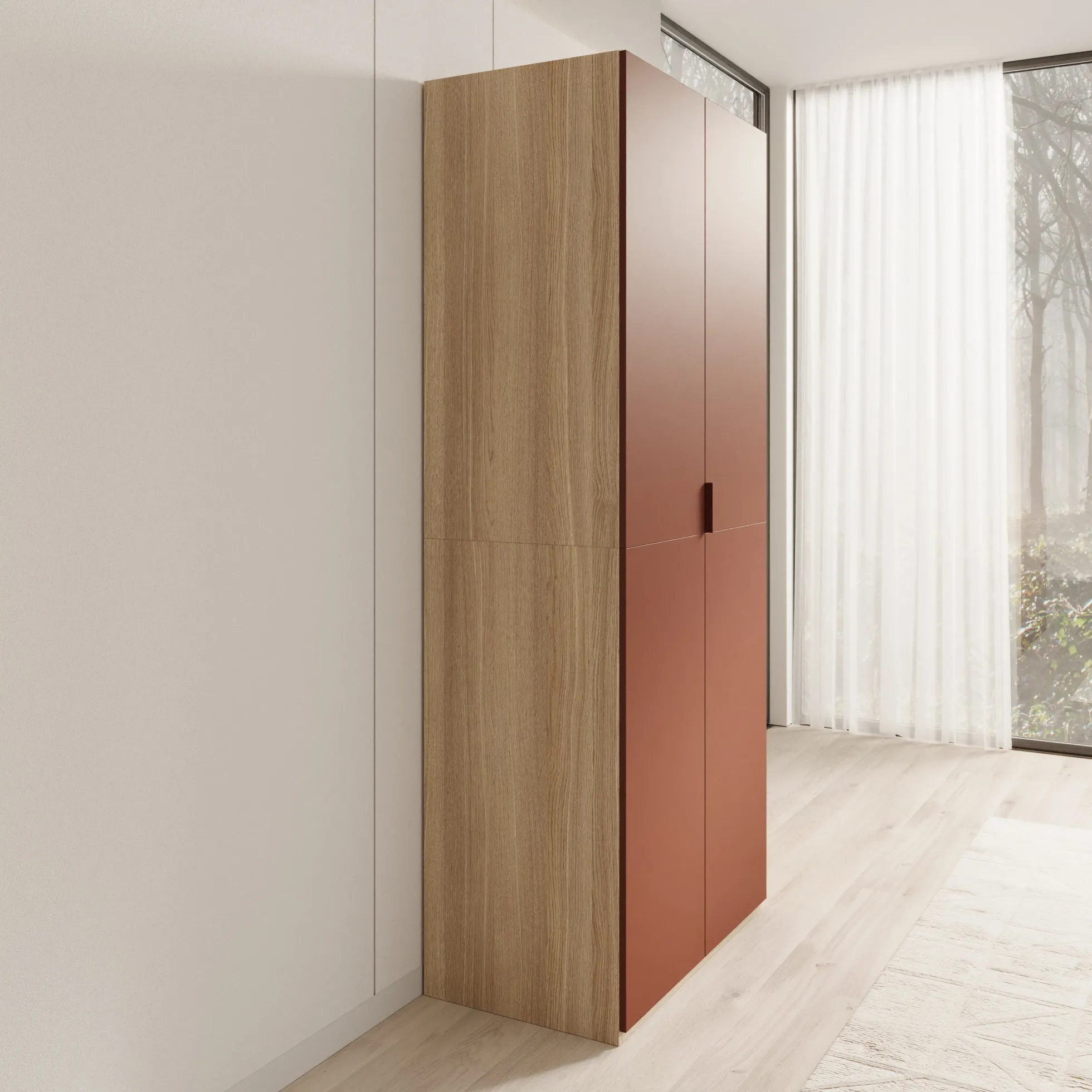 Montclair - Kledingkast 2-deurs - Terracotta/Eikenpatroon - 90x53x215