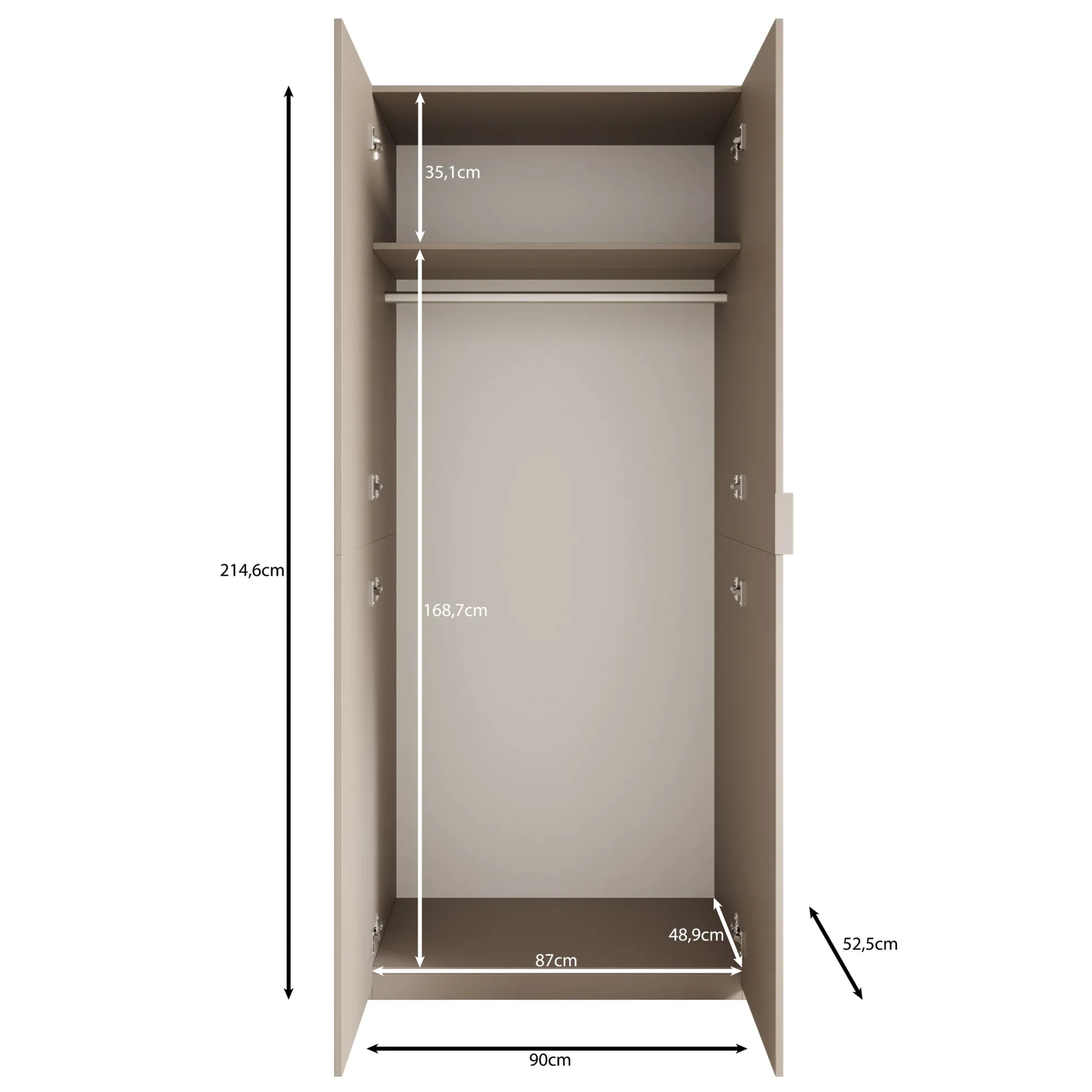Montclair - Kledingkast 2-deurs - Terracotta/Eikenpatroon - 90x53x215