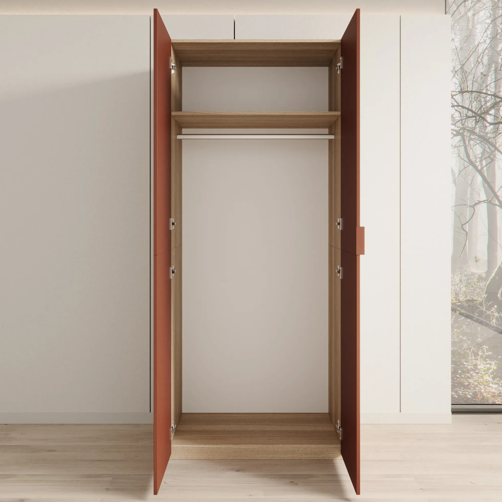 Montclair - Kledingkast 2-deurs - Terracotta/Eikenpatroon - 90x53x215