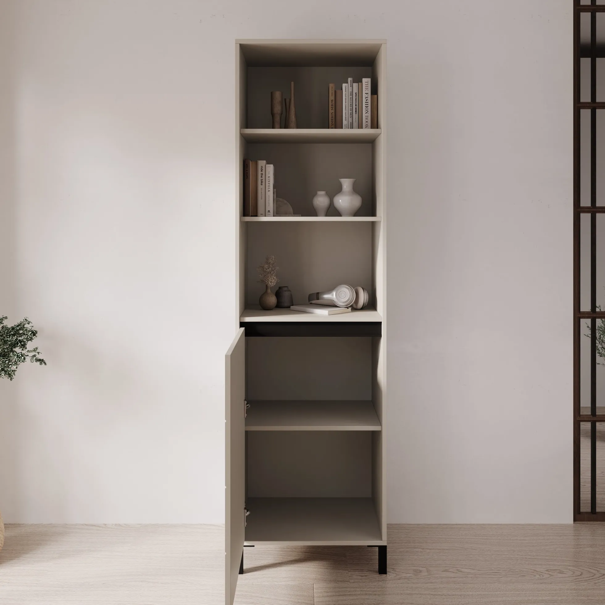 Montellini - Boekenkast - Beige - 55x40x193 cm