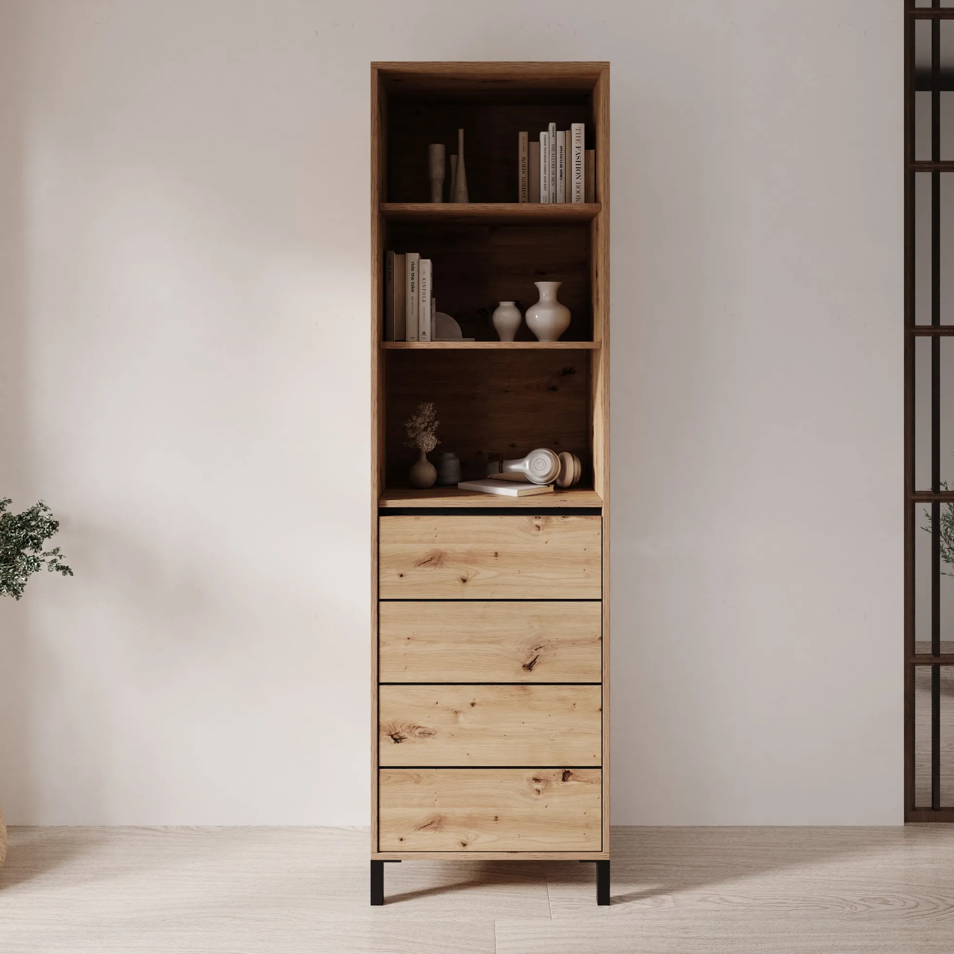 Montellini - Boekenkast - Eikenpatroon - 55x40x193 cm