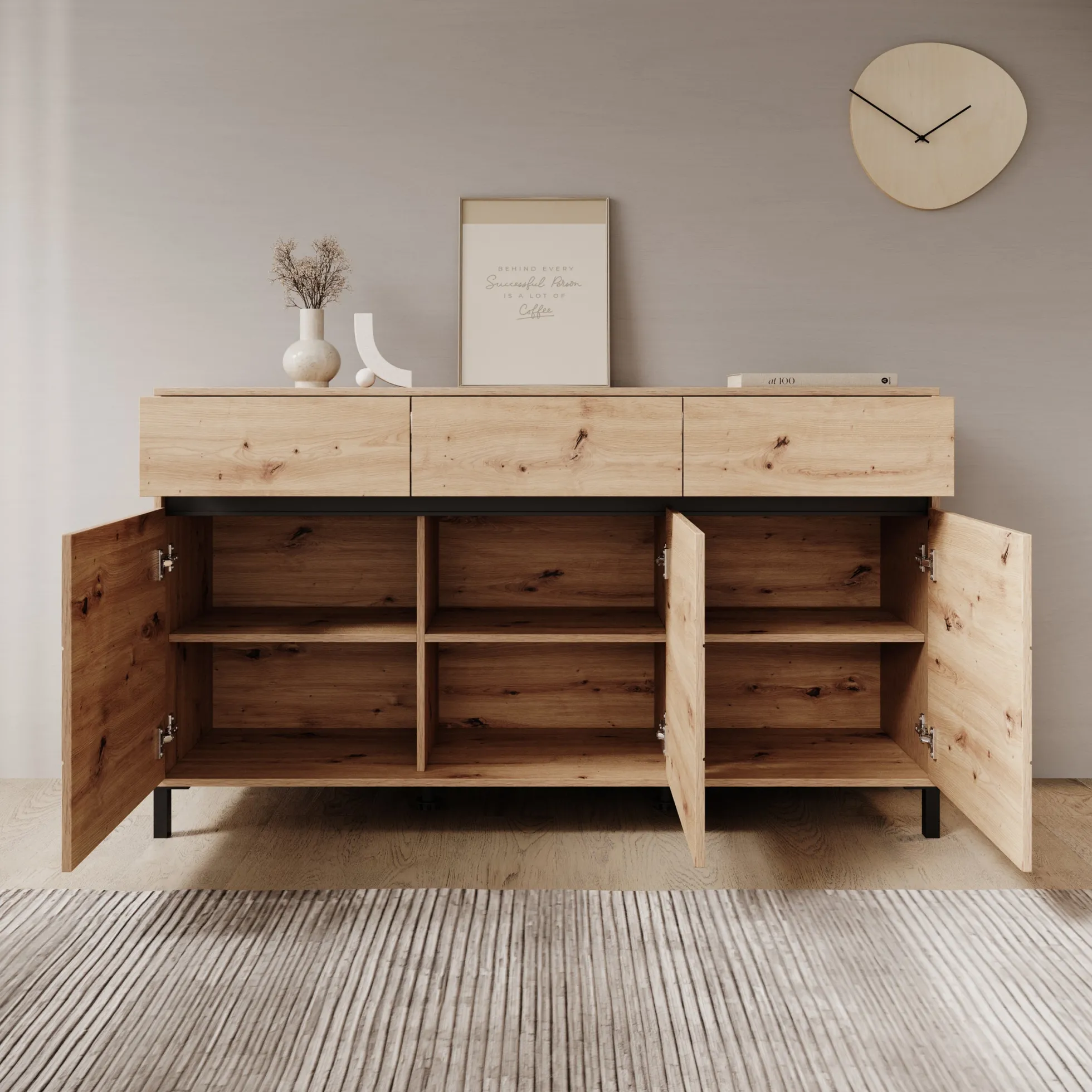 Montellini - Dressoir - Eikenpatroon - 157x40x90 cm