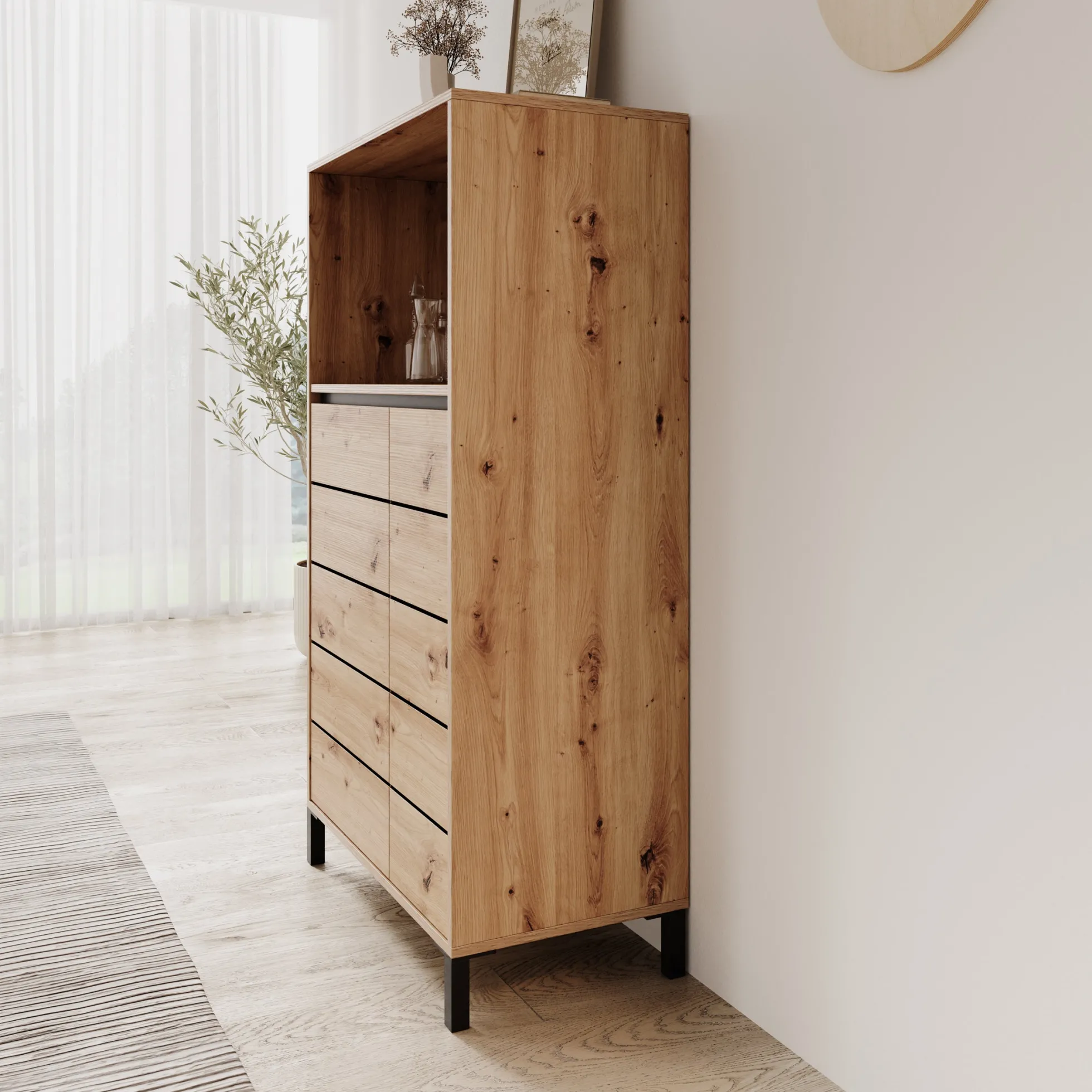 Montellini - Dressoir - Eikenpatroon - 74x40x135 cm