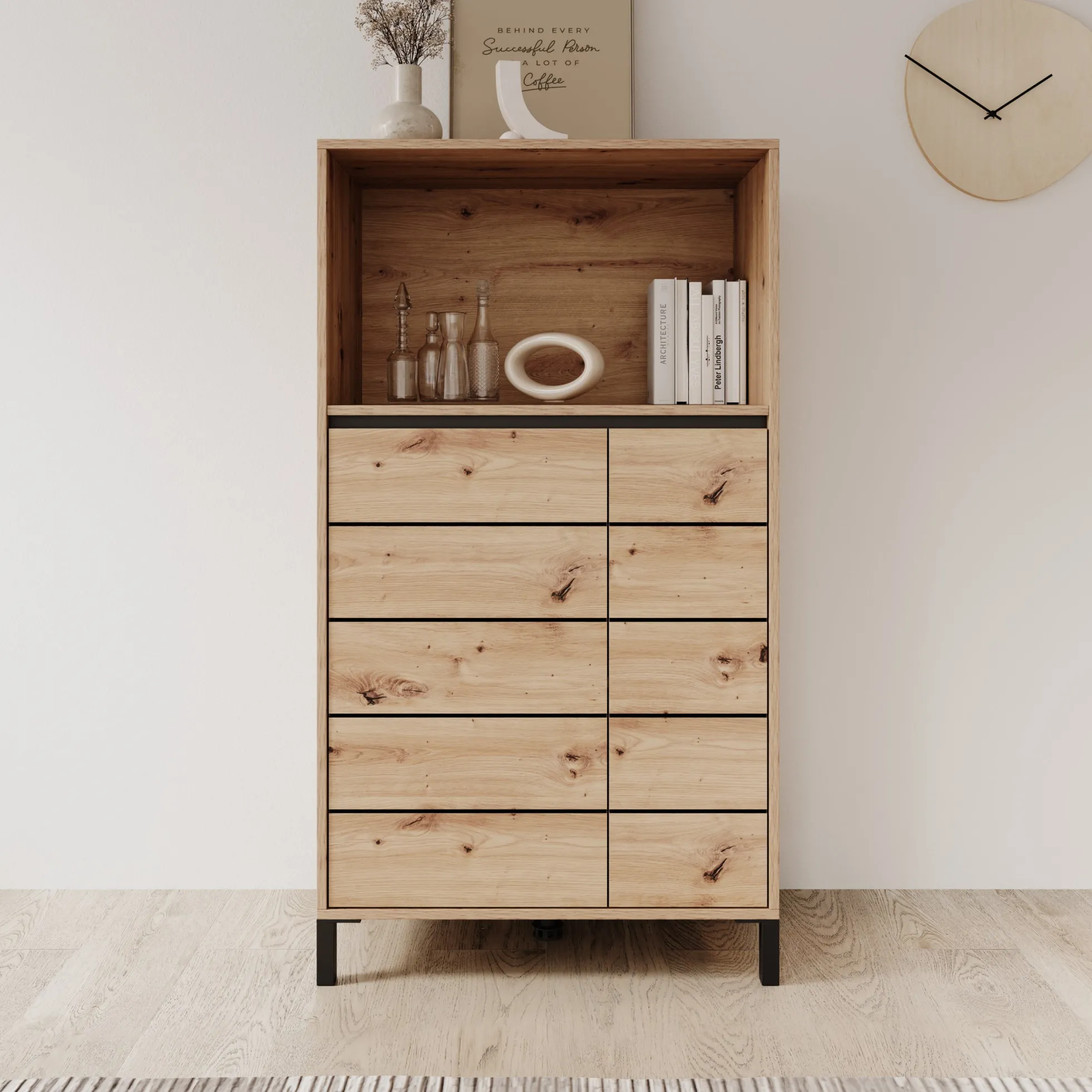 Montellini - Dressoir - Eikenpatroon - 74x40x135 cm