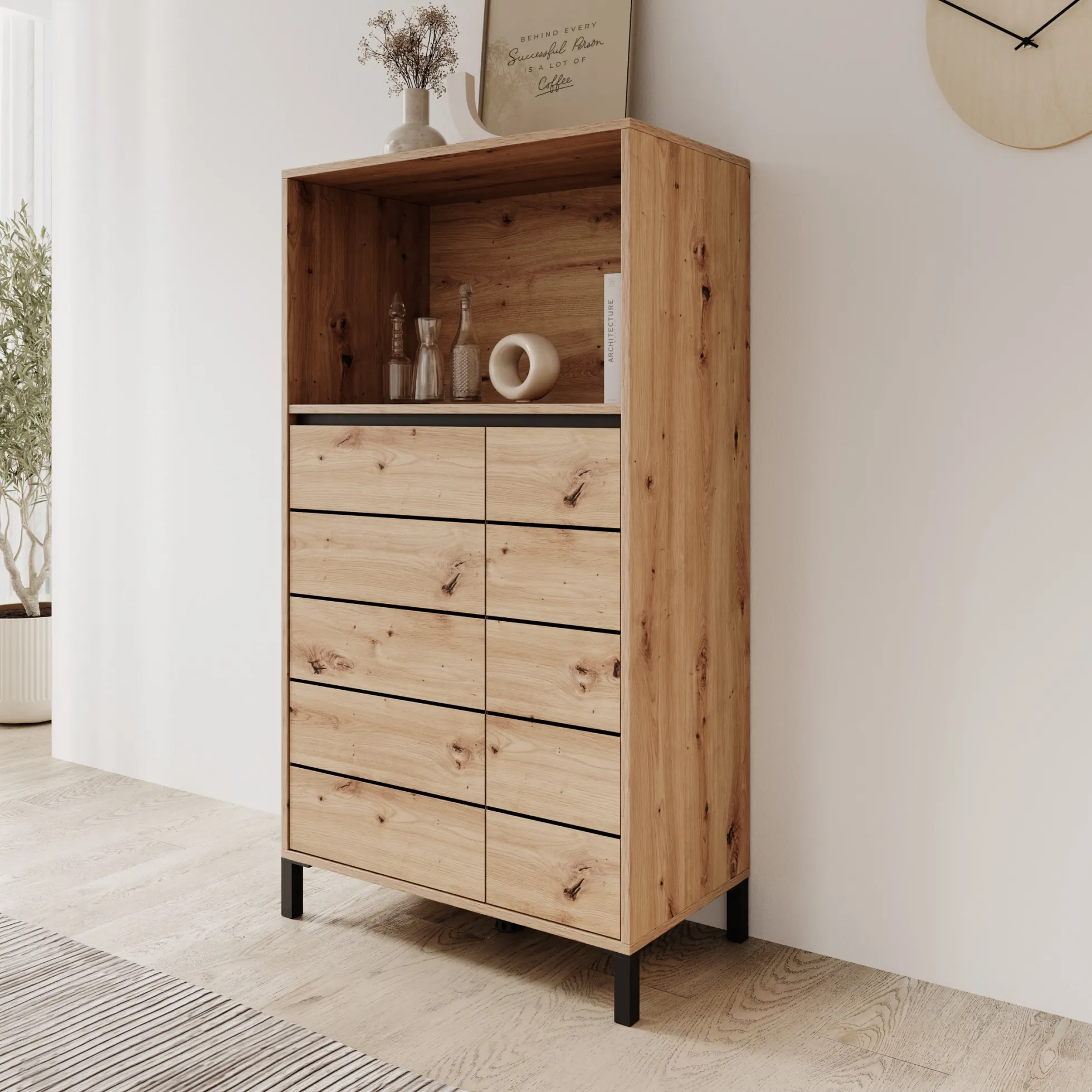 Montellini - Dressoir - Eikenpatroon - 74x40x135 cm