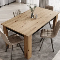 Montellini - Eetkamertafel - Eikenpatroon - 160x90x77 cm