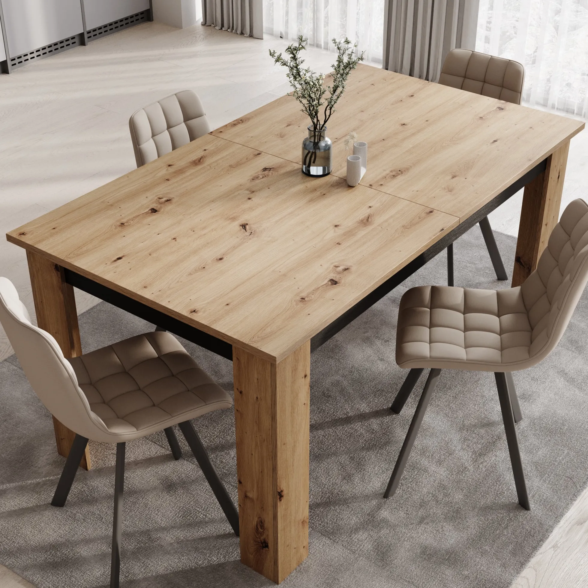 Montellini - Eetkamertafel - Eikenpatroon - 160x90x77 cm