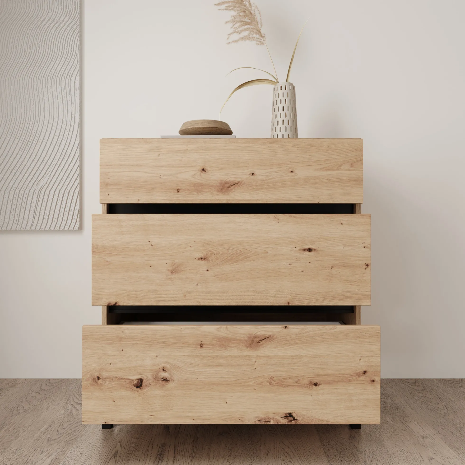 Montellini - Ladekast met 3 lades - Eikenpatroon - 80x40x90