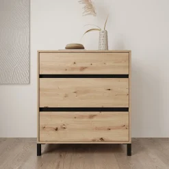 Montellini - Ladekast met 3 lades - Eikenpatroon - 80x40x90