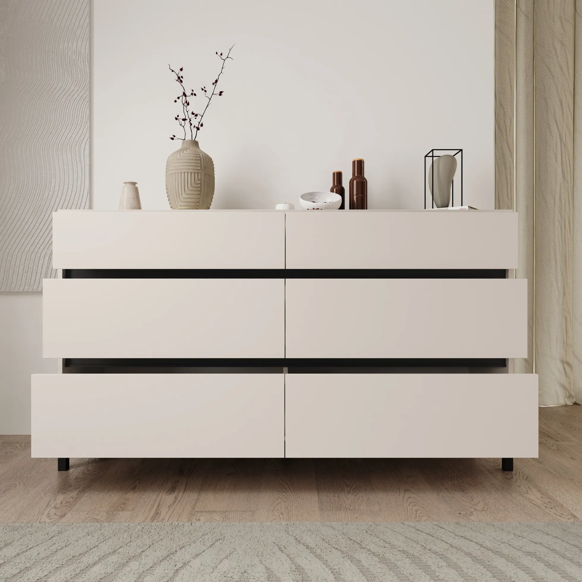 Montellini - Ladekast met 6 lades - Beige - 157x40x90 cm