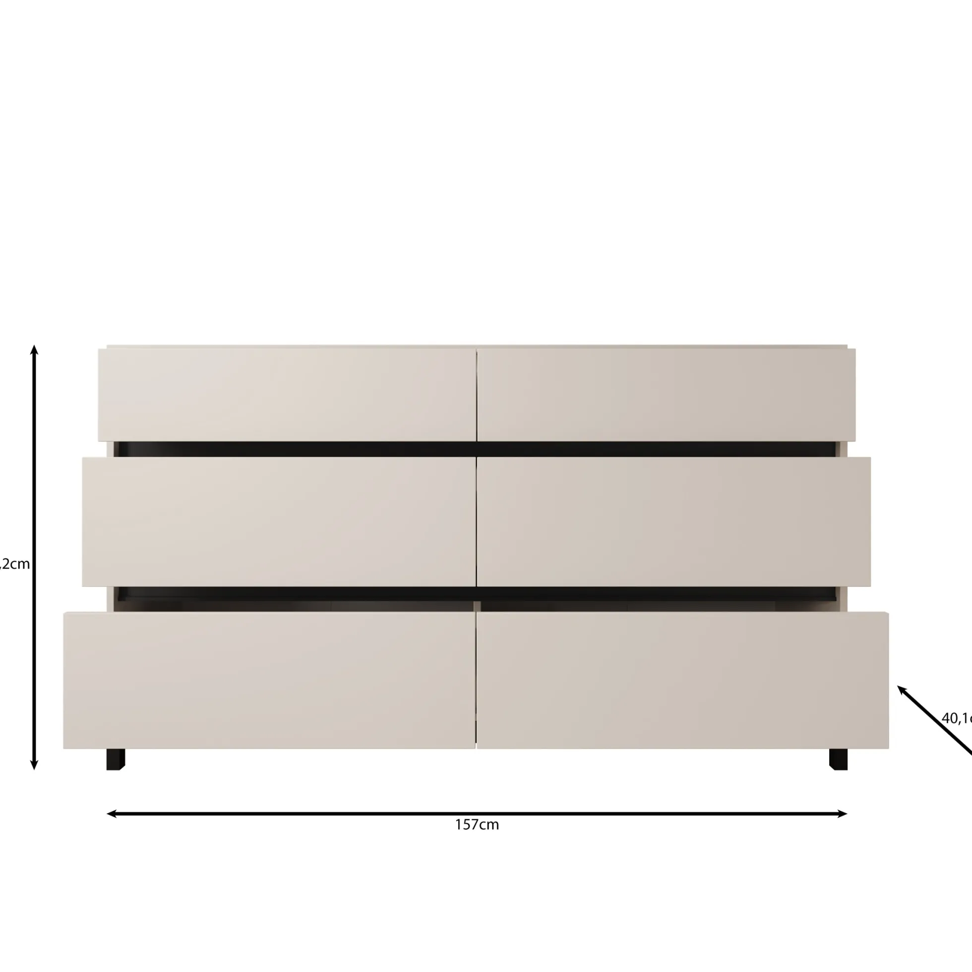 Montellini - Ladekast met 6 lades - Beige - 157x40x90 cm