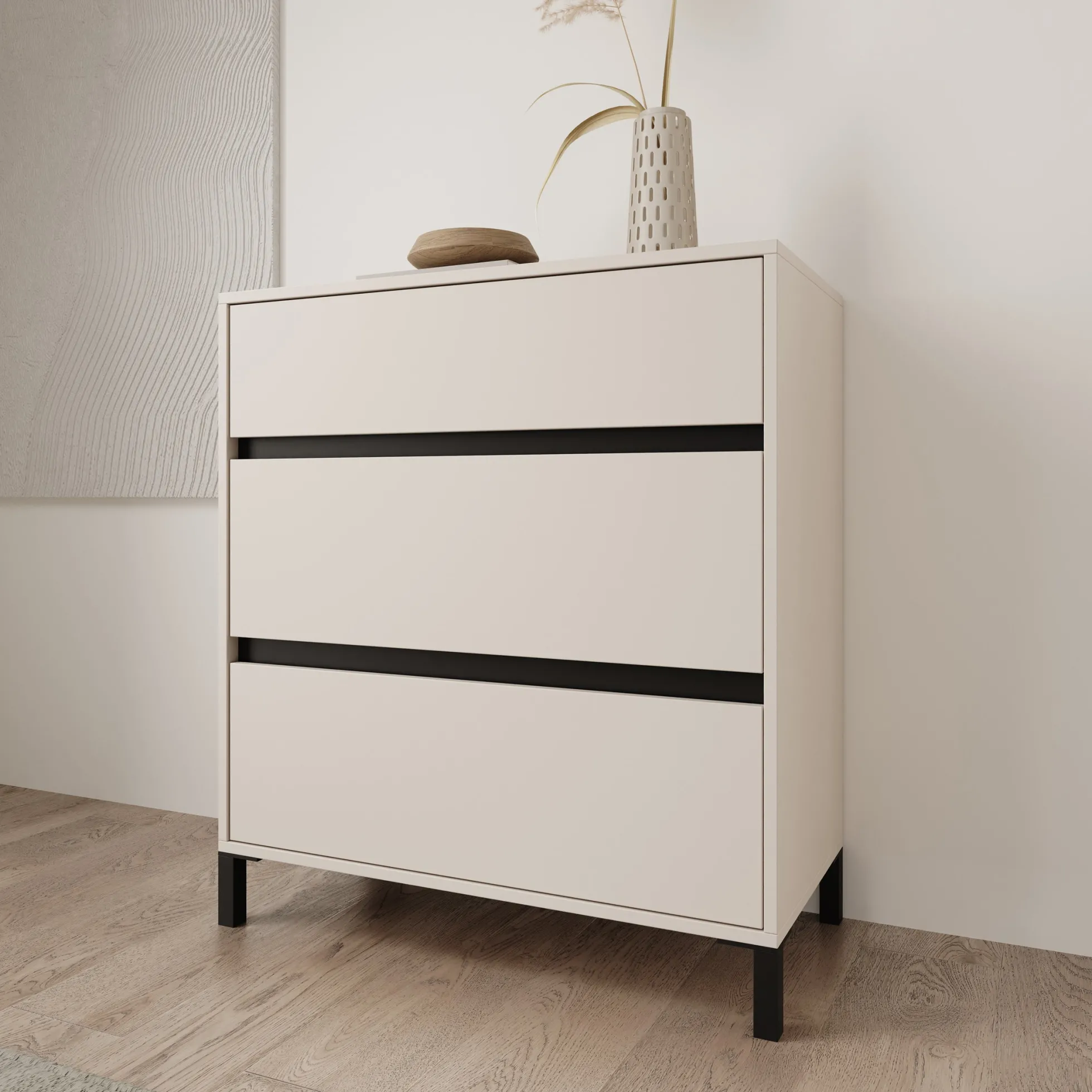 Montellini - Ladekast met 3 lades - Beige - 80x40x90 cm