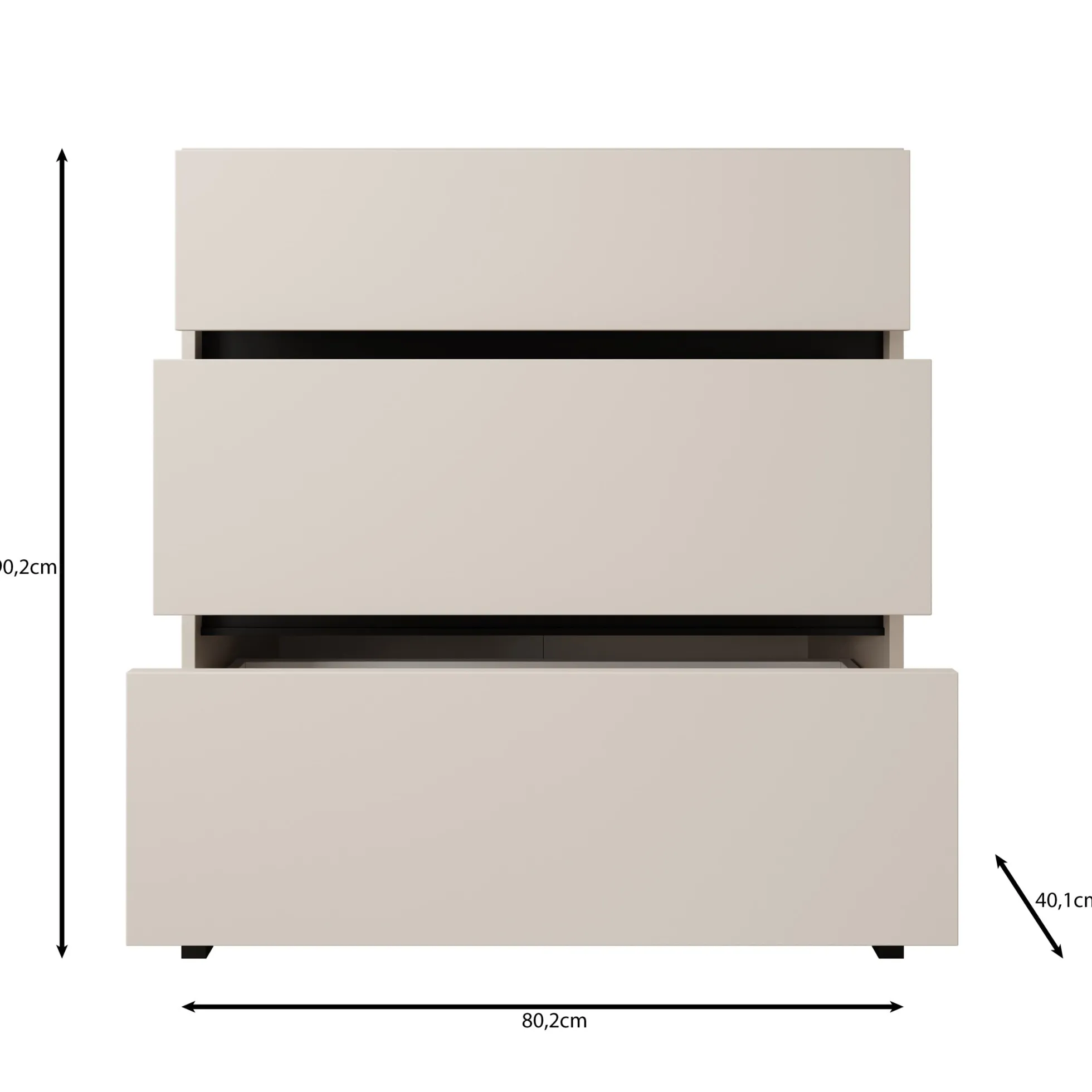 Montellini - Ladekast met 3 lades - Beige - 80x40x90 cm