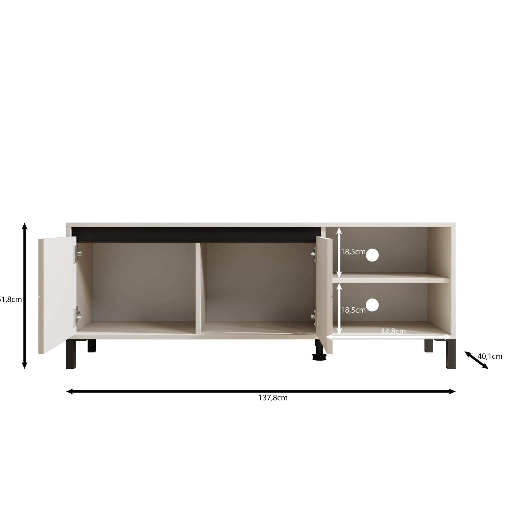 Montellini - TV-Meubel - Beige - 138x40x52 cm