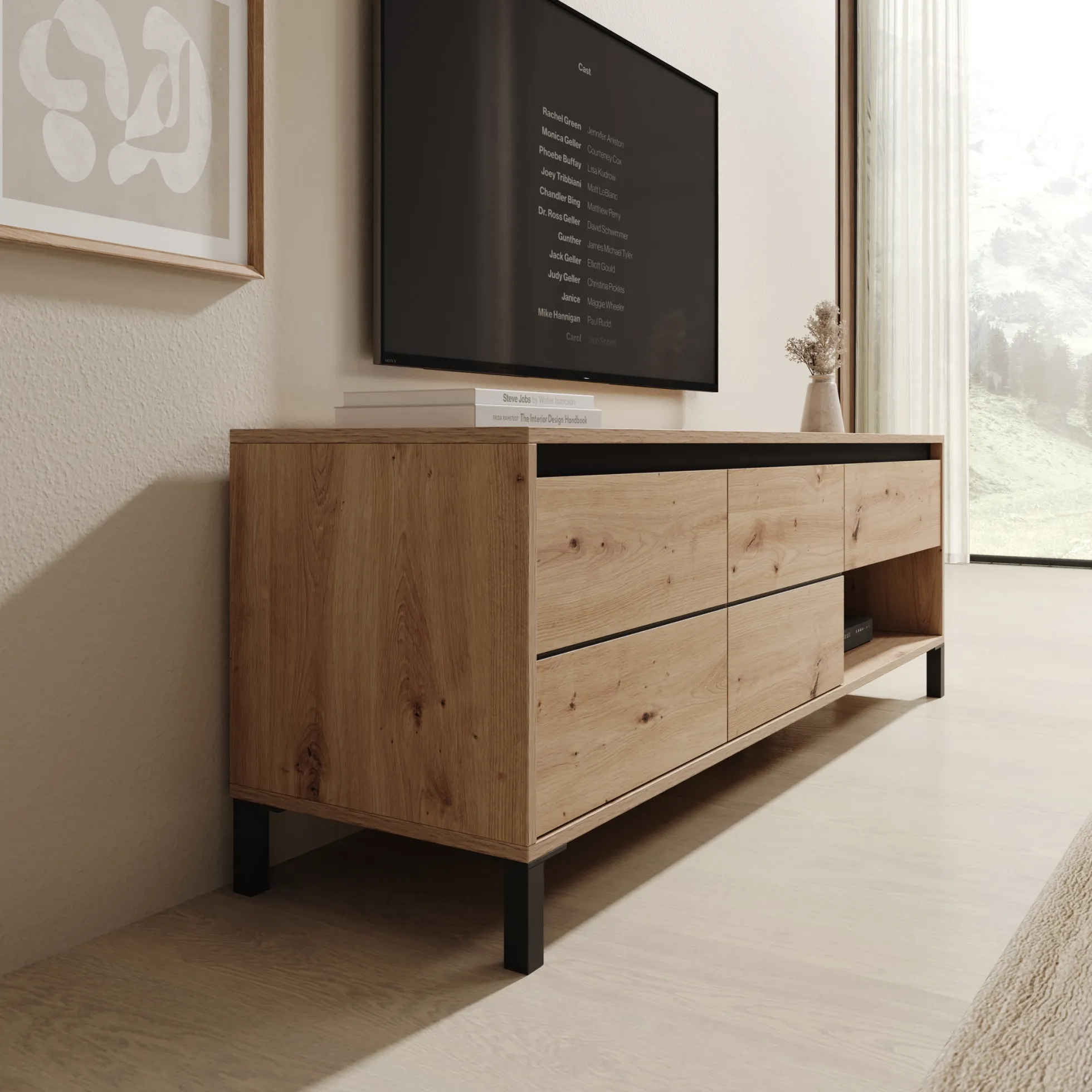 Montellini - TV-Meubel - Eikenpatroon - 151x40x52 cm