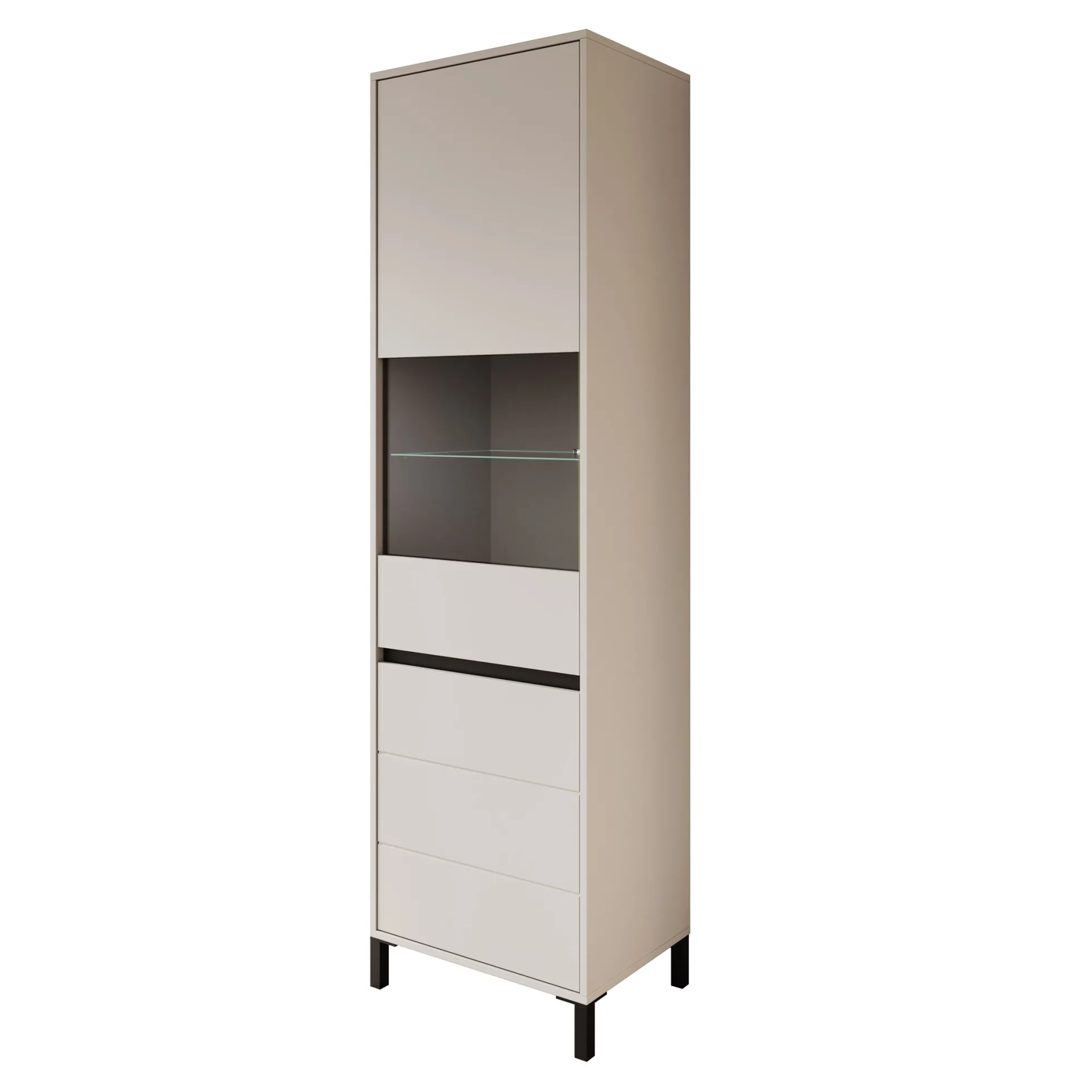 Montellini - Vitrinekast - Beige - 55x40x193 cm