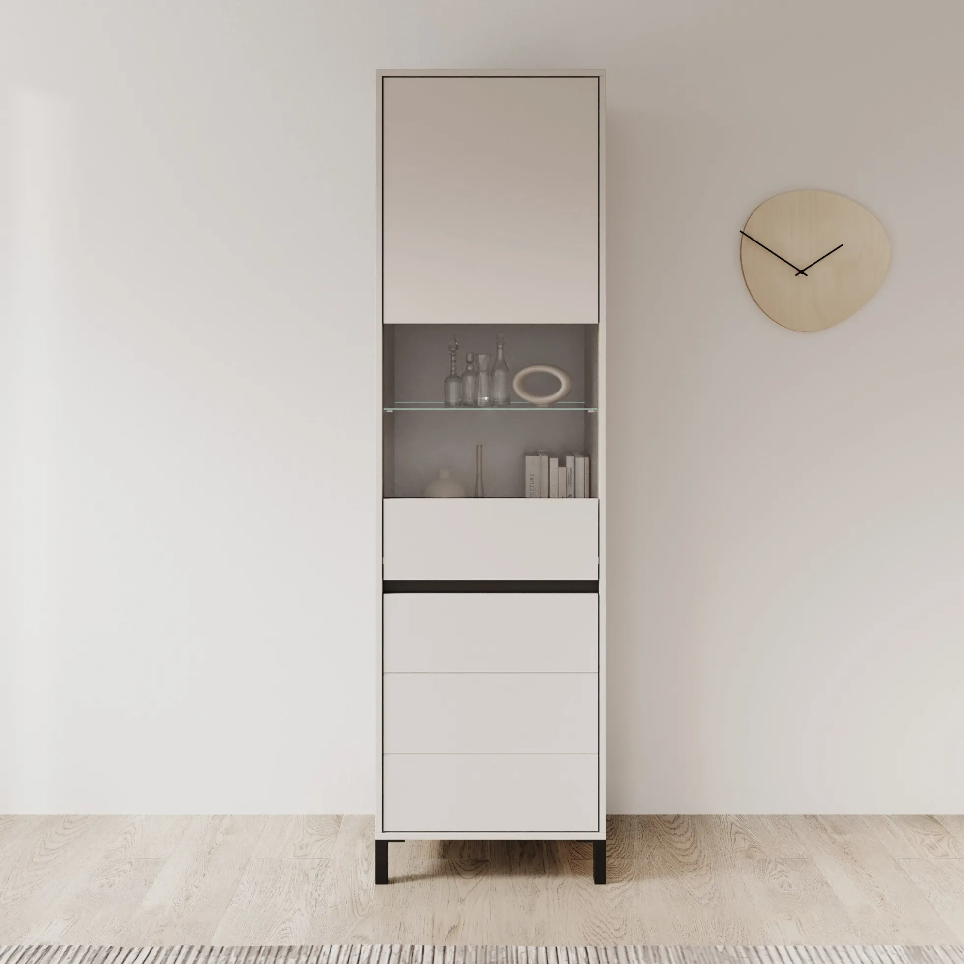 Montellini - Vitrinekast - Beige - 55x40x193 cm