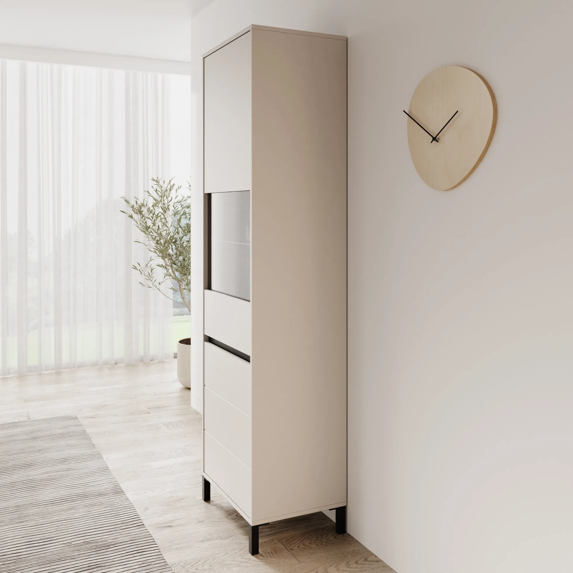 Montellini - Vitrinekast - Beige - 55x40x193 cm