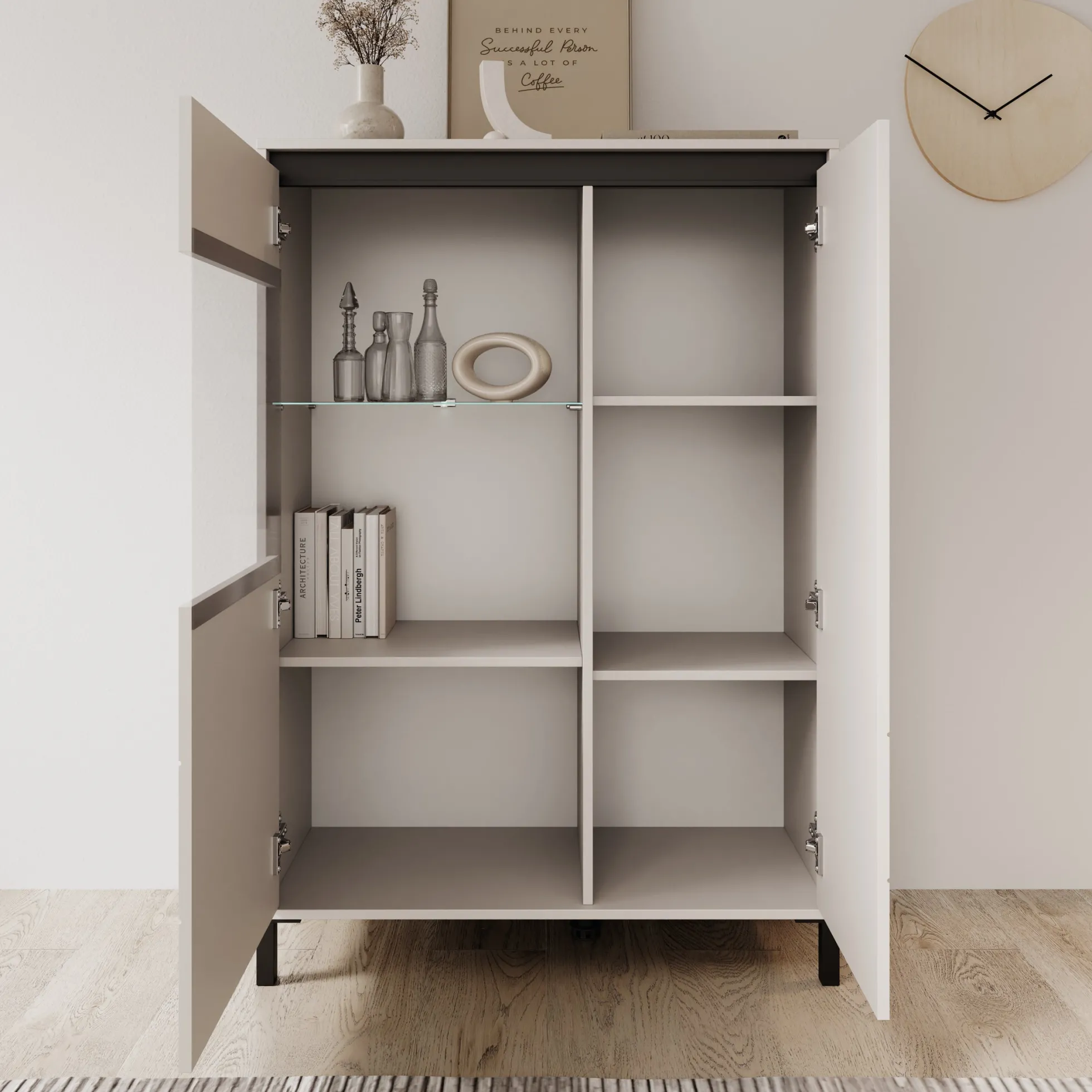 Montellini - Vitrinekast - Beige - 93x40x135 cm