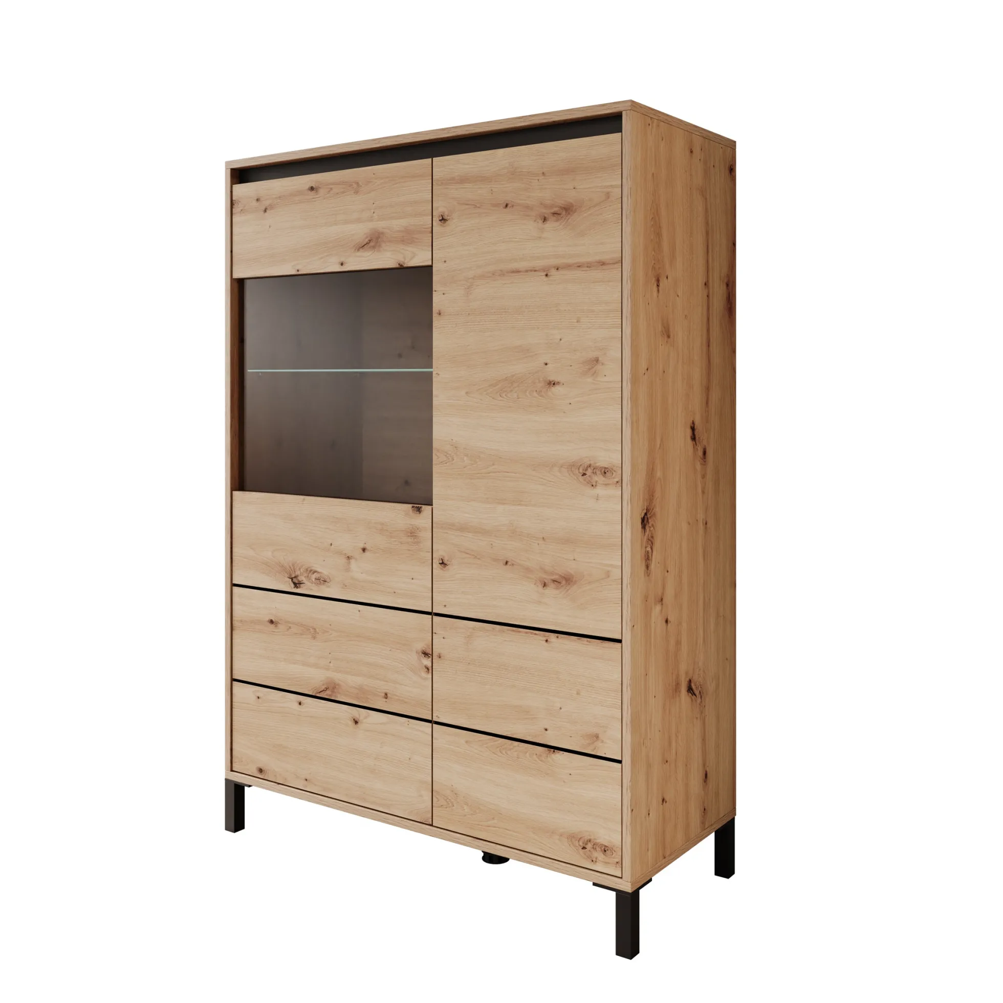 Montellini - Vitrinekast - Eikenpatroon - 93x40x135 cm