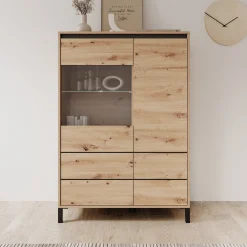 Montellini - Vitrinekast - Eikenpatroon - 93x40x135 cm