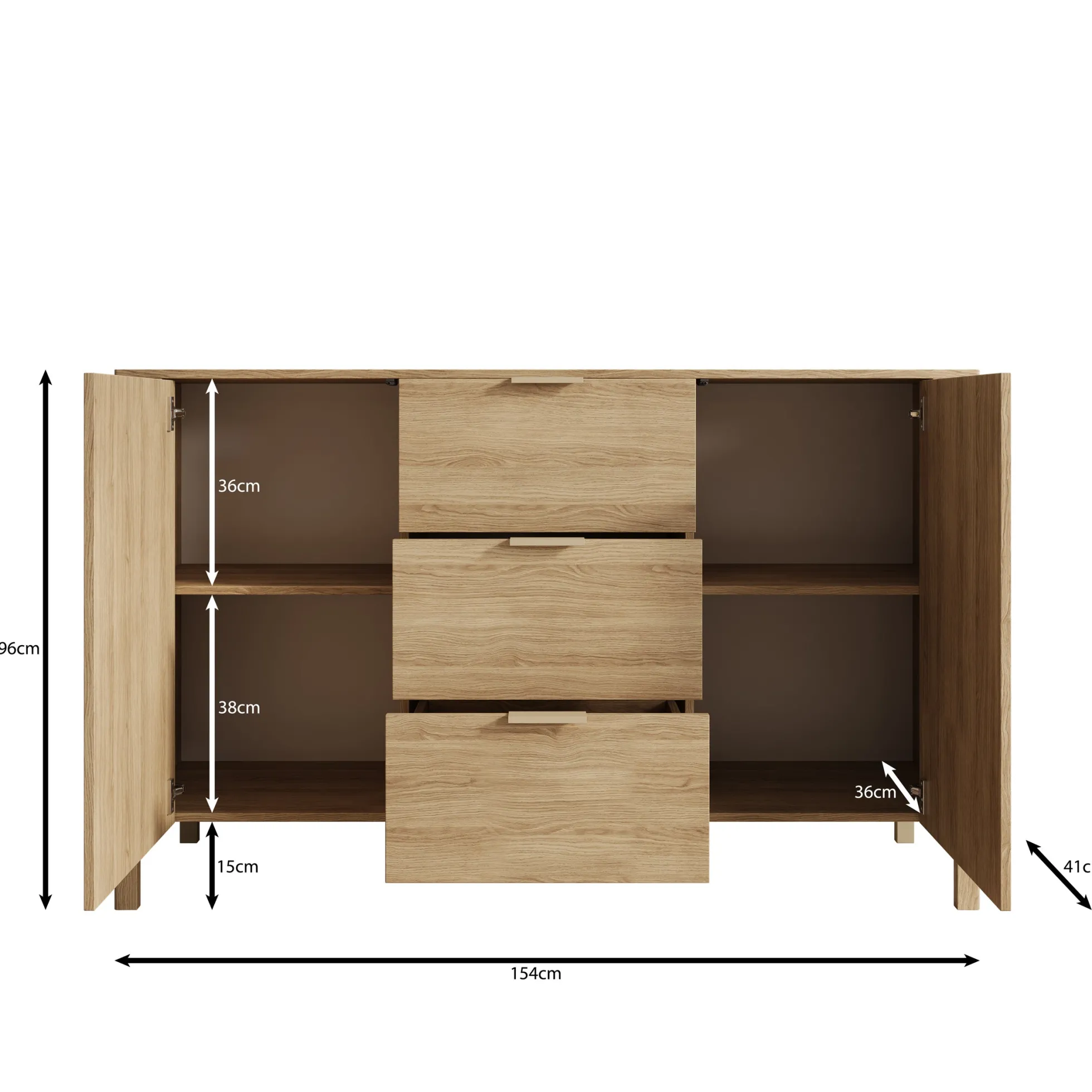 Montera - Dressoir - Eikenpatroon - 154x41x96 cm