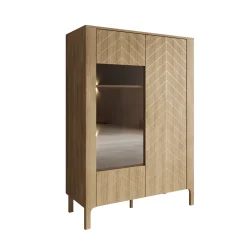 Montera - Vitrinekast met LED - Eikenpatroon - 103x41x146 cm
