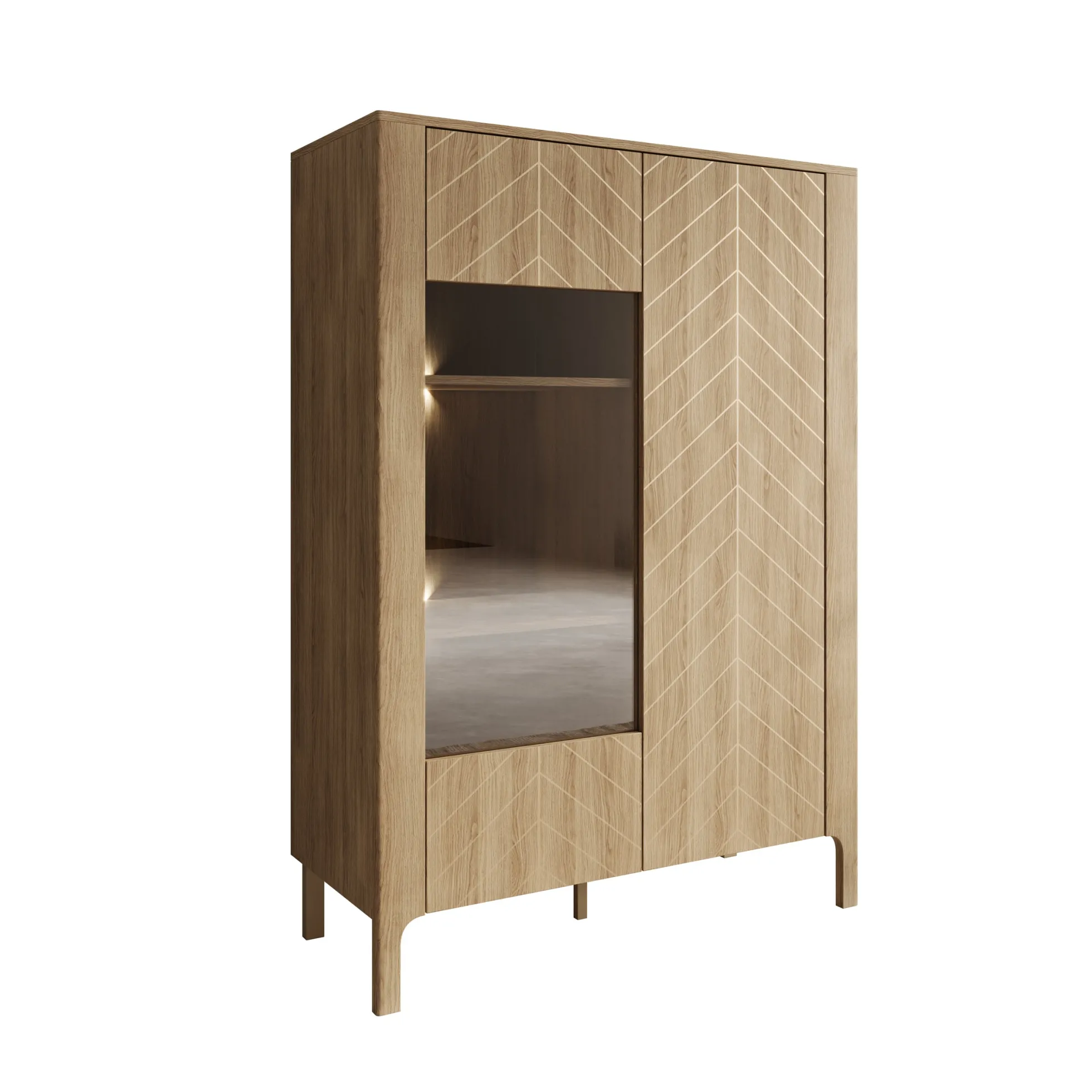 Montera - Vitrinekast met LED - Eikenpatroon - 103x41x146 cm