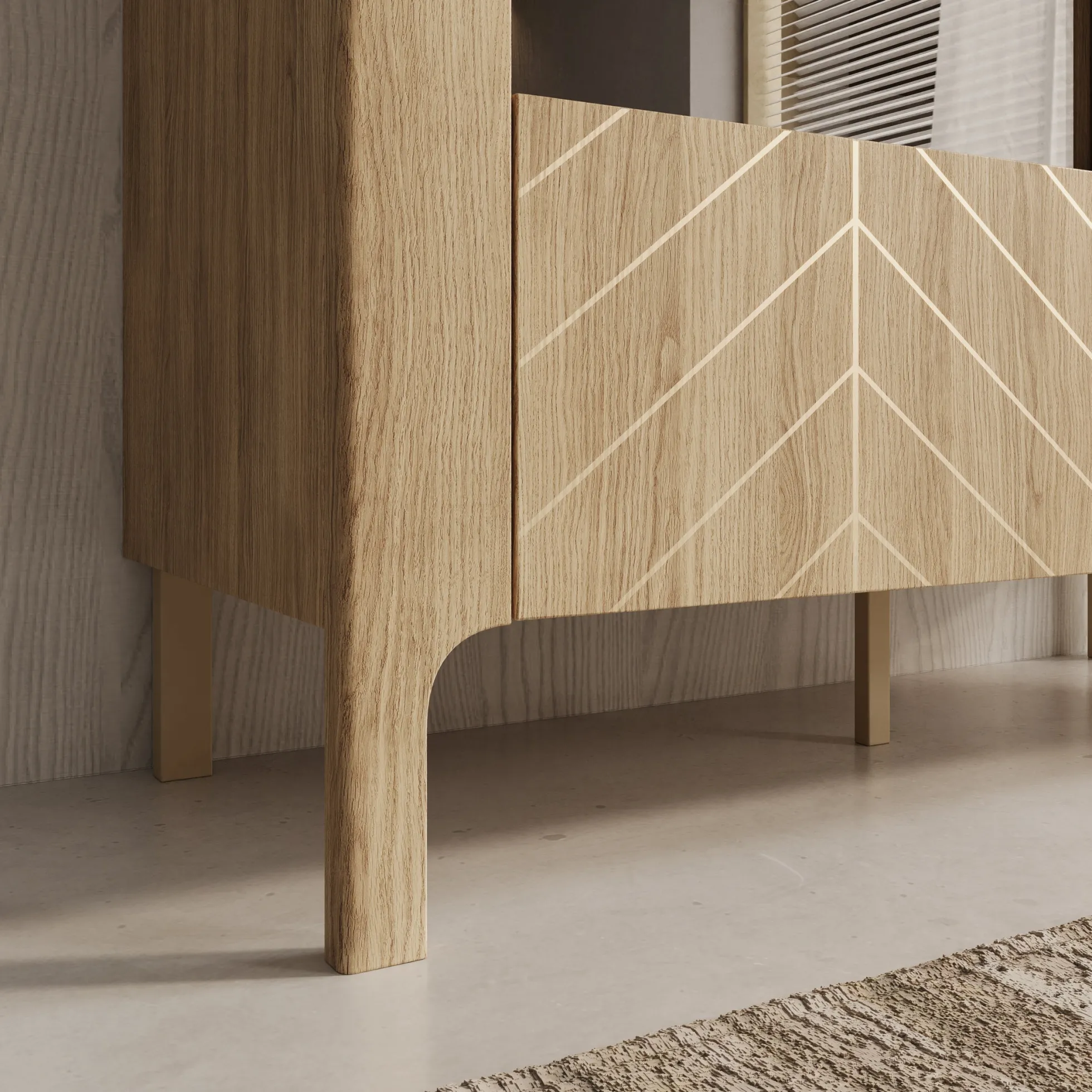 Montera - Vitrinekast met LED - Eikenpatroon - 103x41x146 cm