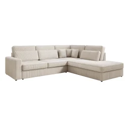 Montore - Hoekbank 5-zits met chaise longue - Ribstof beige - Rechts