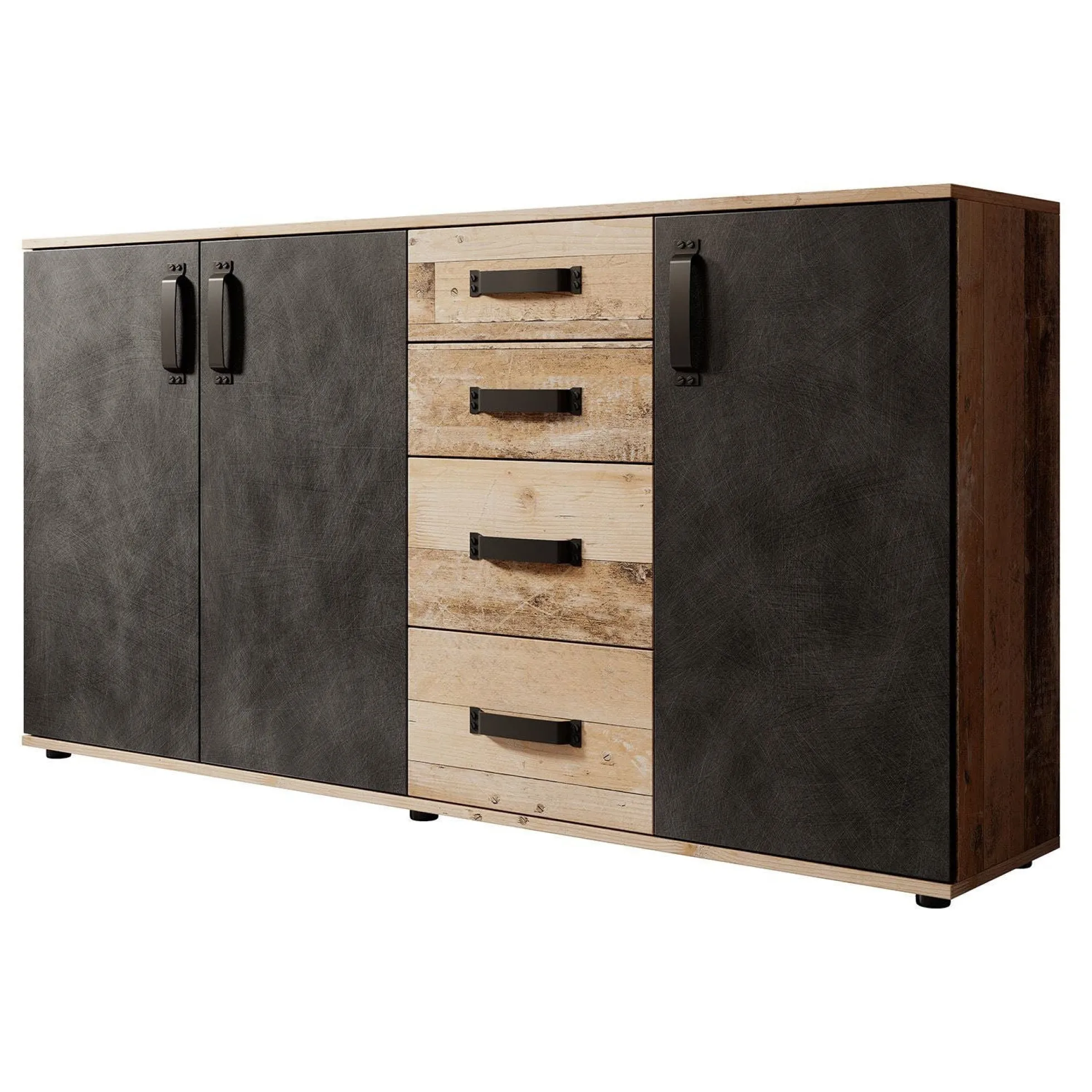 Montreal - Dressoir - Grijs/old wood - 160x32x83 cm