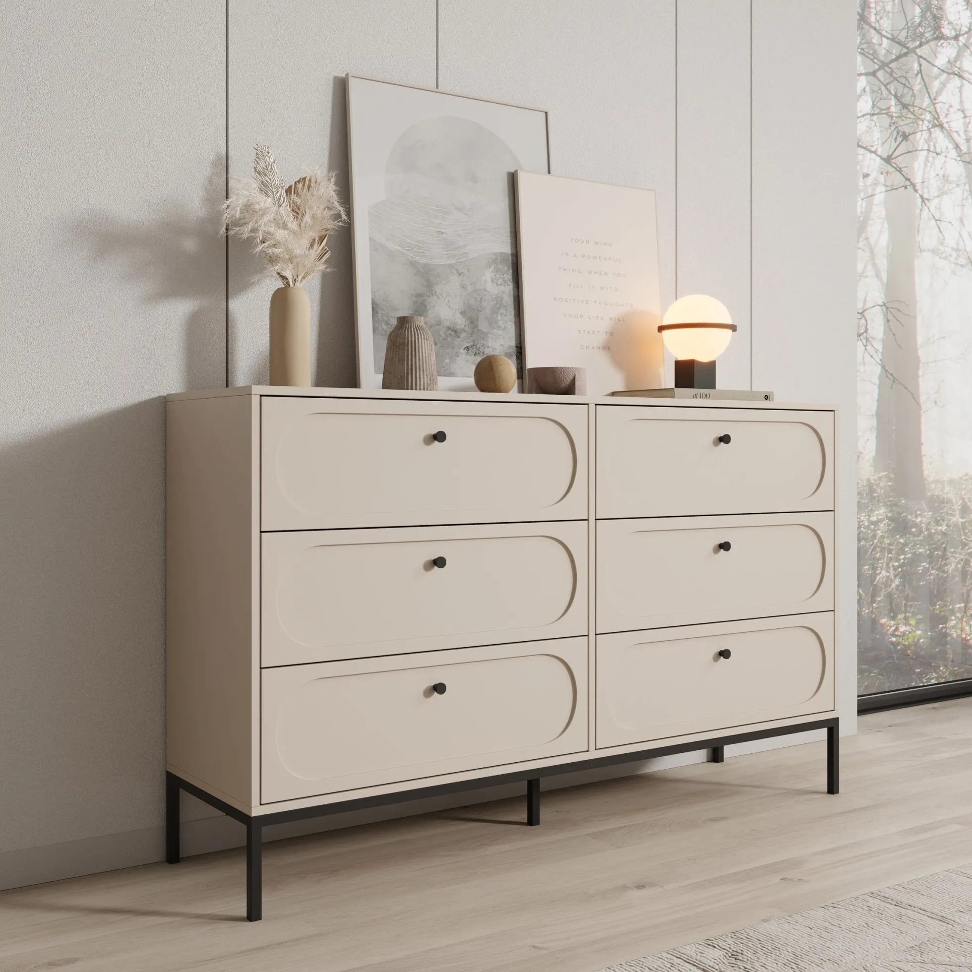 Montserrat - Ladekast 6 lades - Beige - 150x40x92 cm