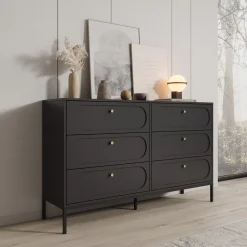 Montserrat - Ladekast 6 lades - Zwart - 150x40x92 cm