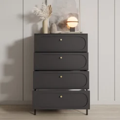 Montserrat - Ladekast met 4 lades - Zwart - 80x40x115 cm
