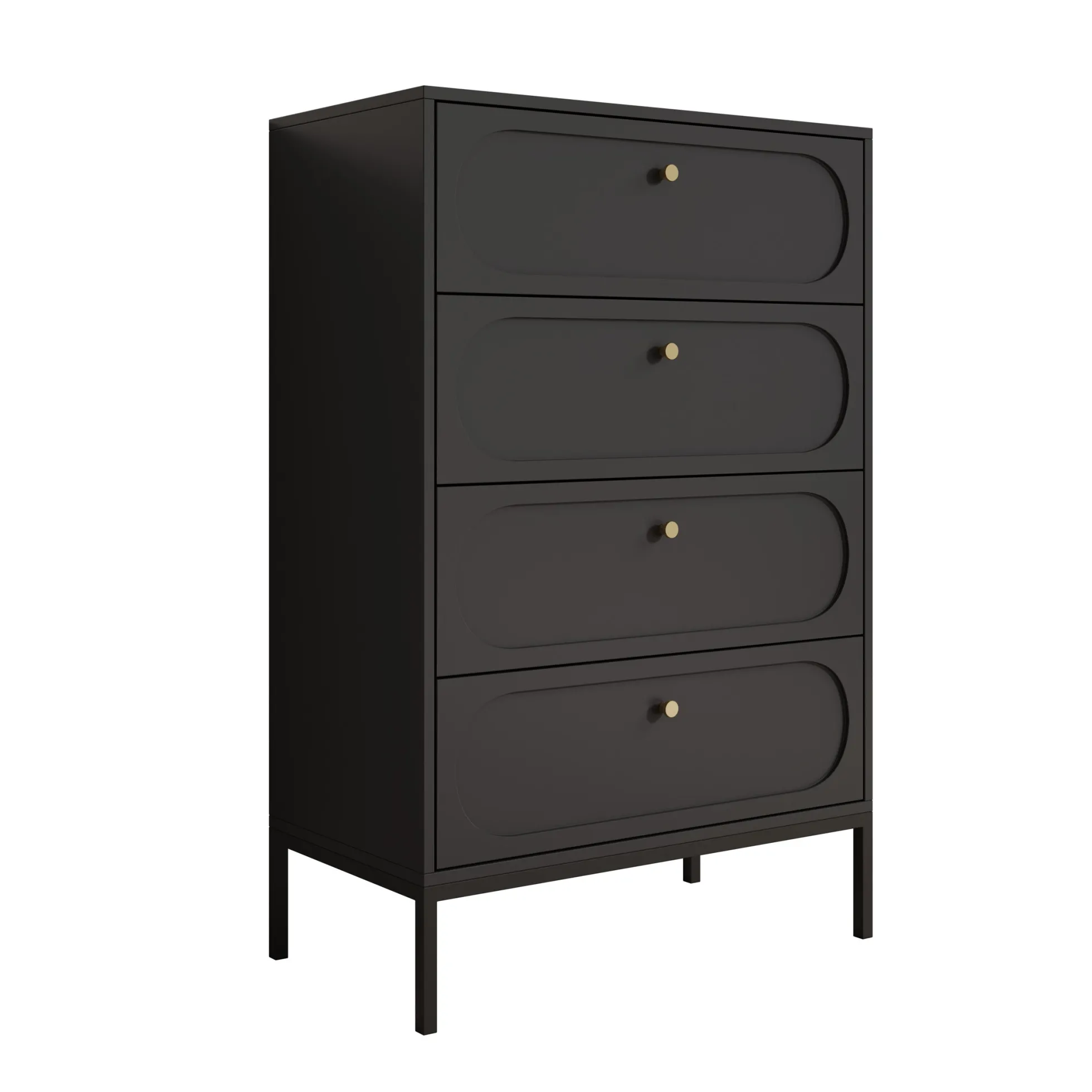 Montserrat - Ladekast met 4 lades - Zwart - 80x40x115 cm