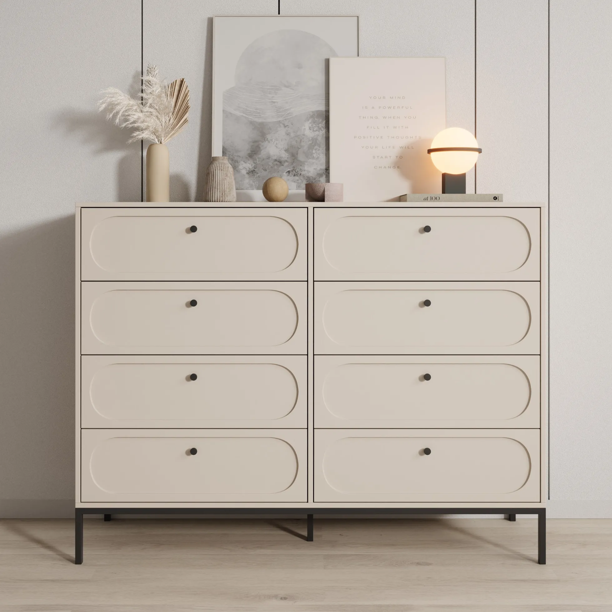 Montserrat - Ladekast met 8 lades - Beige - 150x40x115 cm